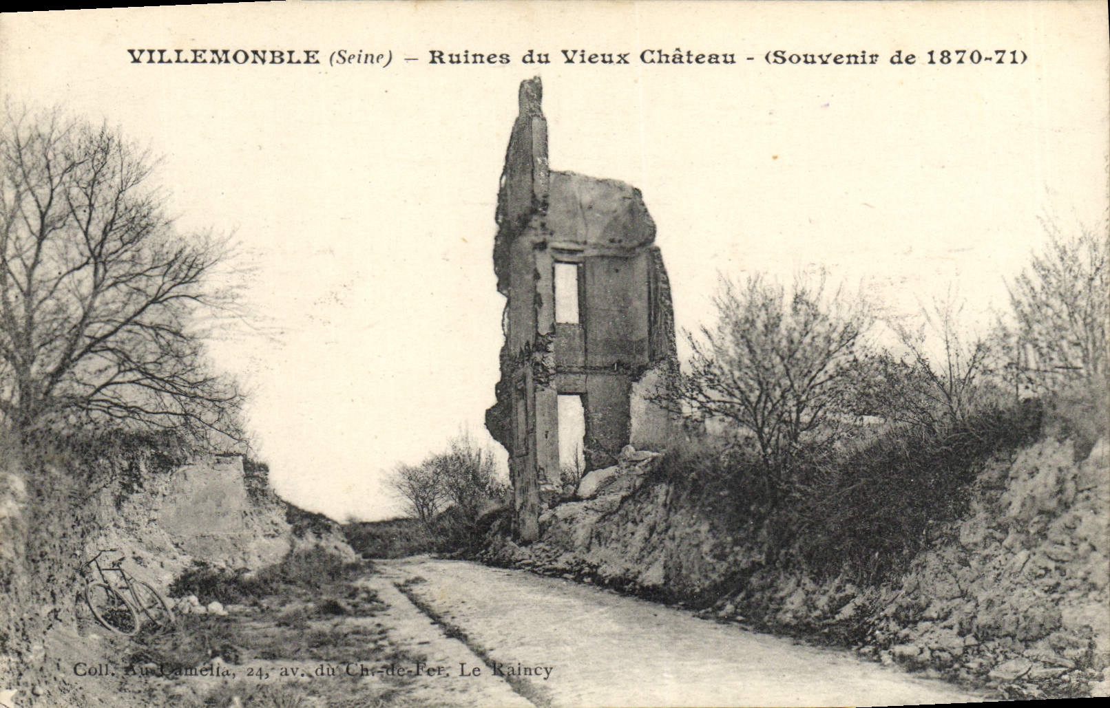VINTAGE POSTCARD Villemonble Ruins Of old Castle 1870 1871 Militaria