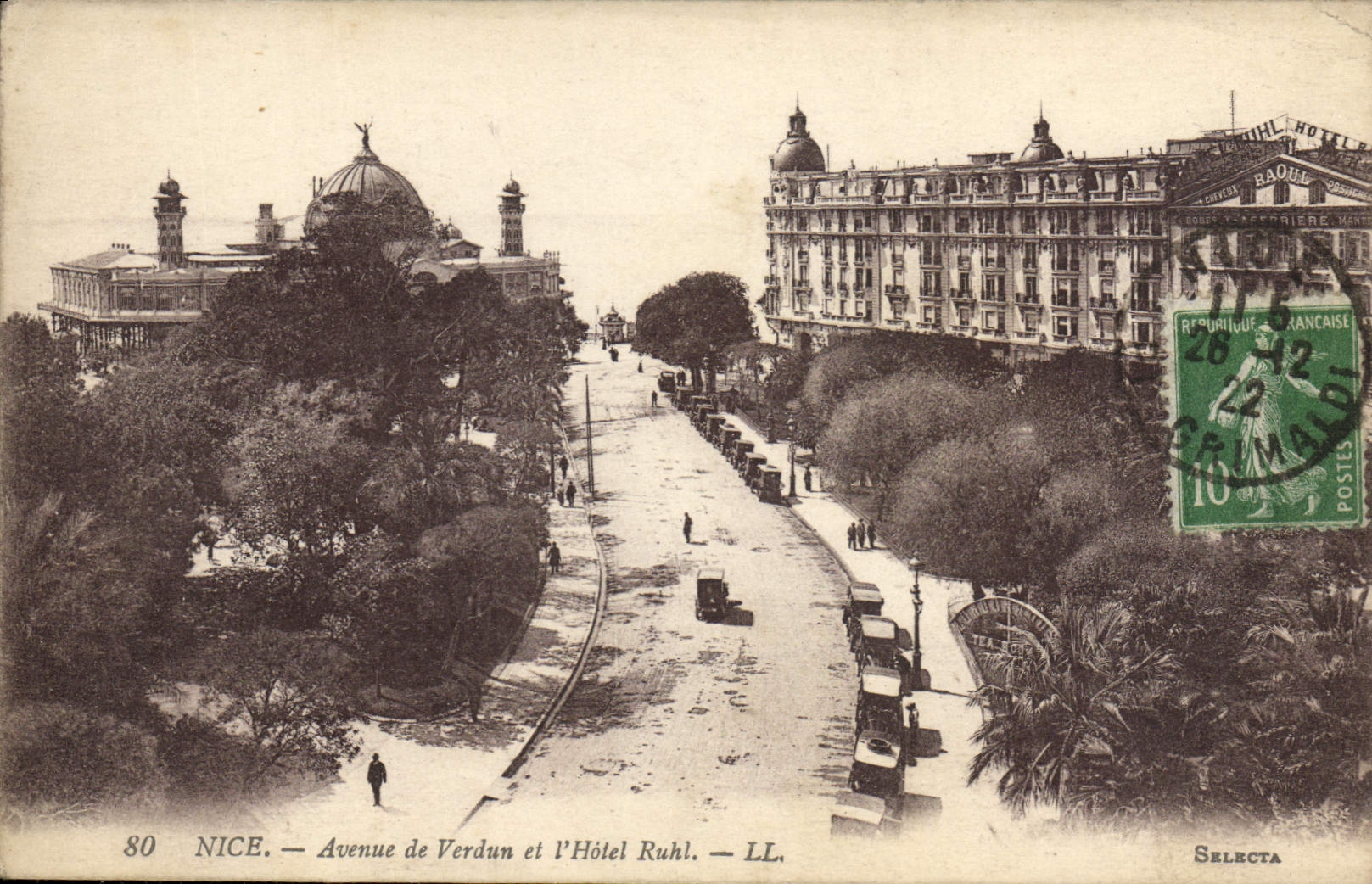 VINTAGE POSTCARD Nice Which occurred De Verdun And the Ruhl Hotel