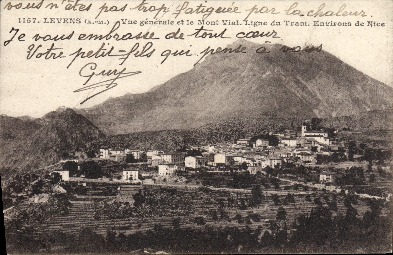 CPA Levens Vue Generale Et Le Mont Vial Ligne Du Tram Environs De Nice