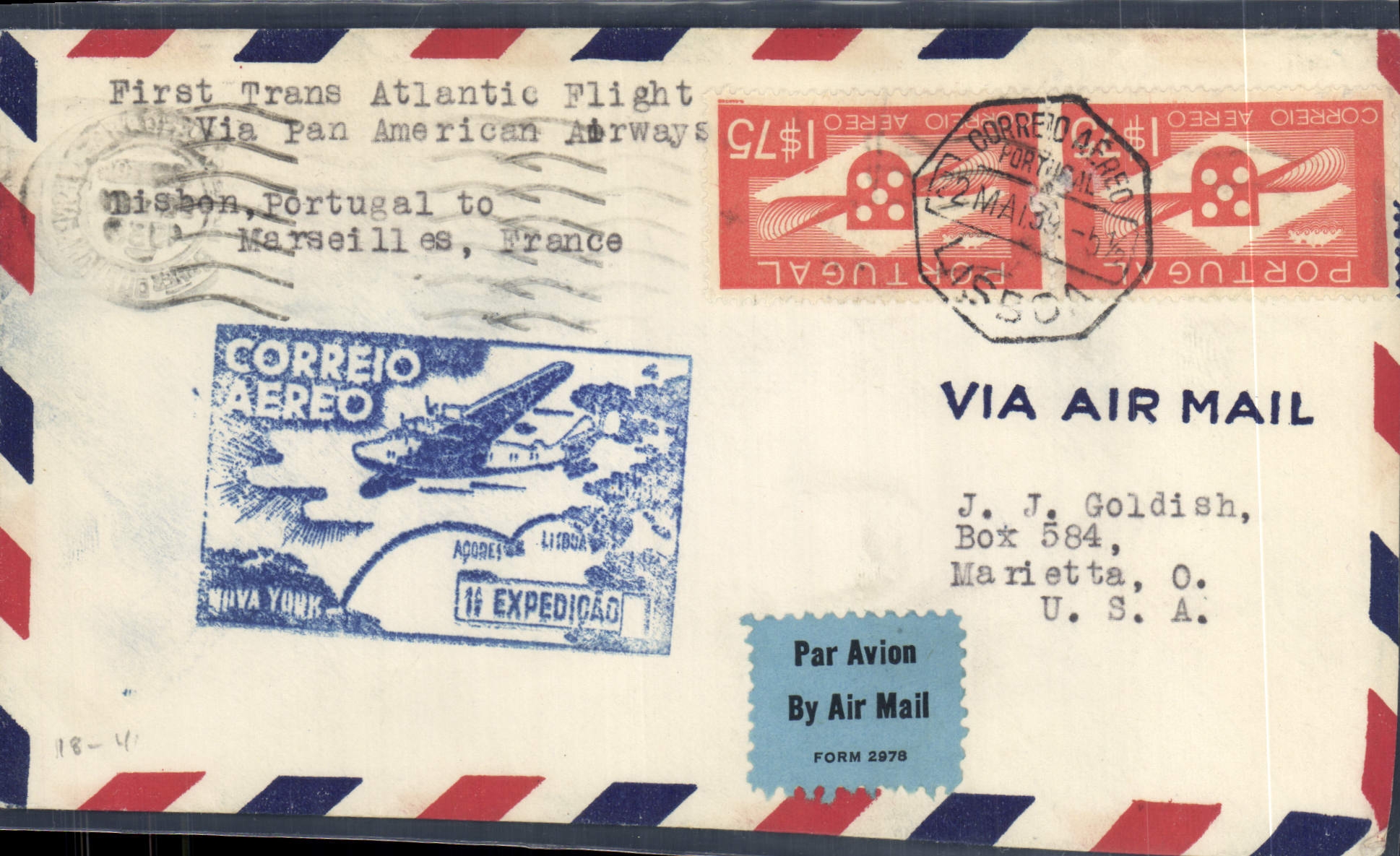 Lettre Portugal 2 5 1939 Lisbon New York