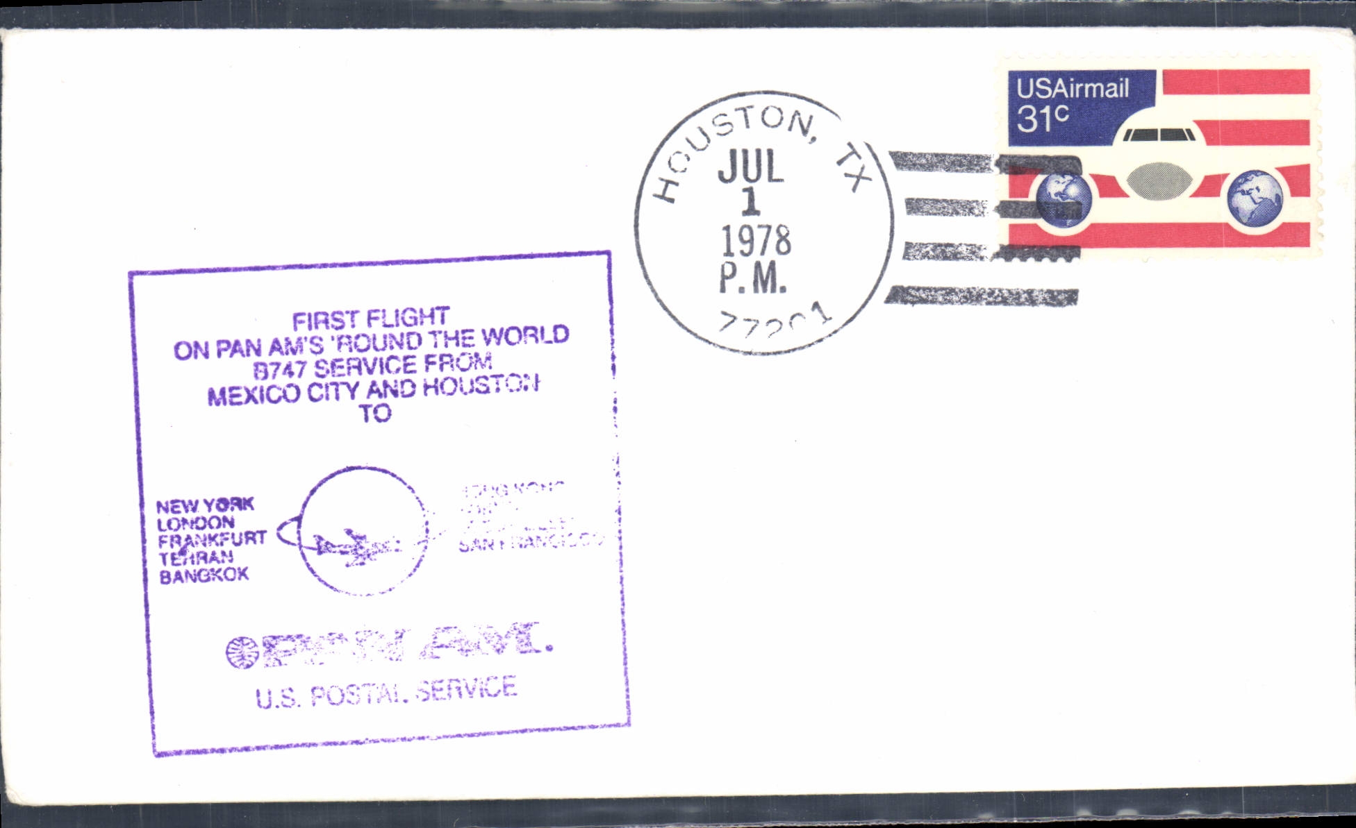 Lettre 1er Vol Etats Unis New York 1 7 1978 to San Francisco
