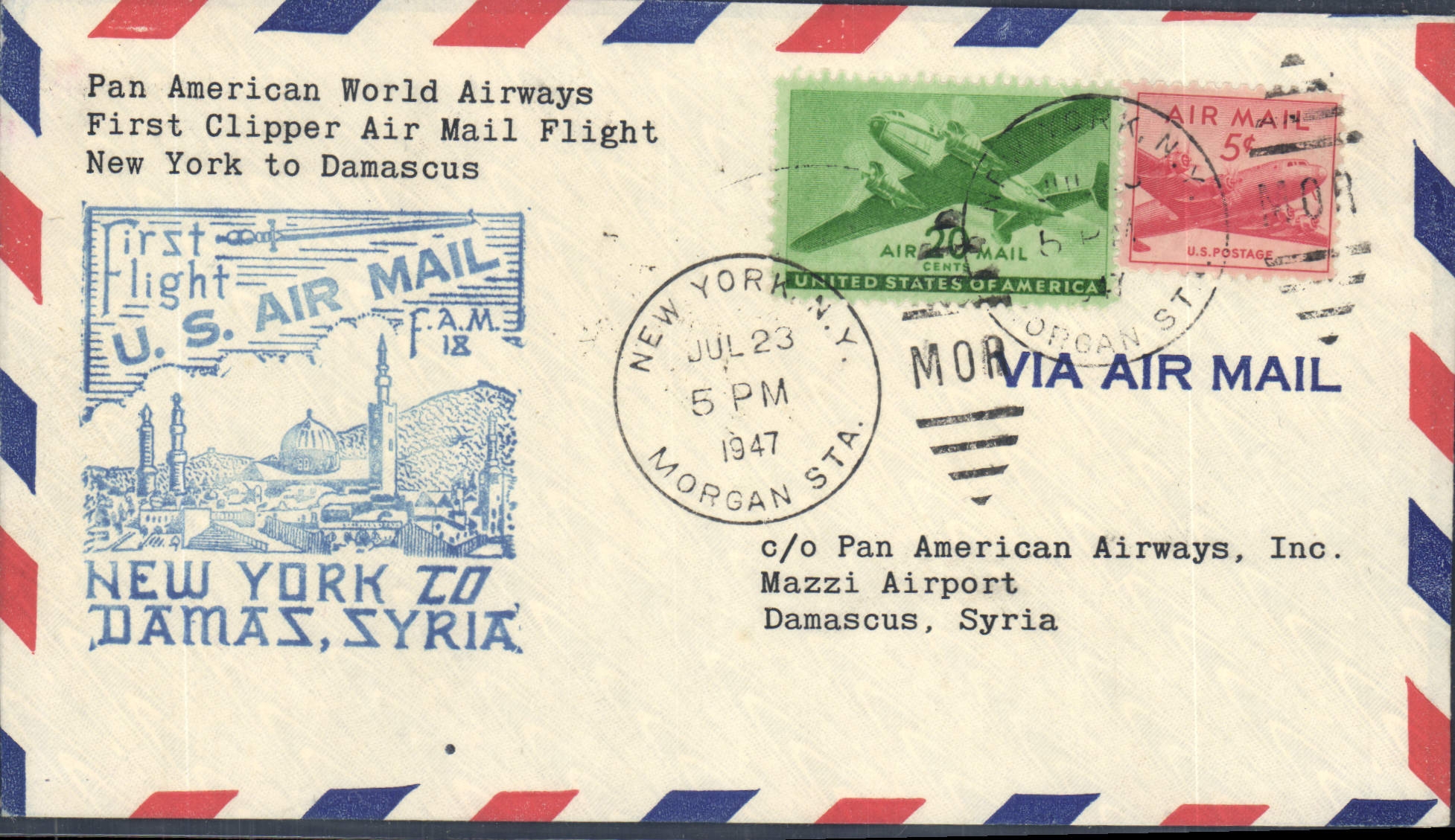 Letter the United States New York Damascus 23 7 1947 Damas Syria