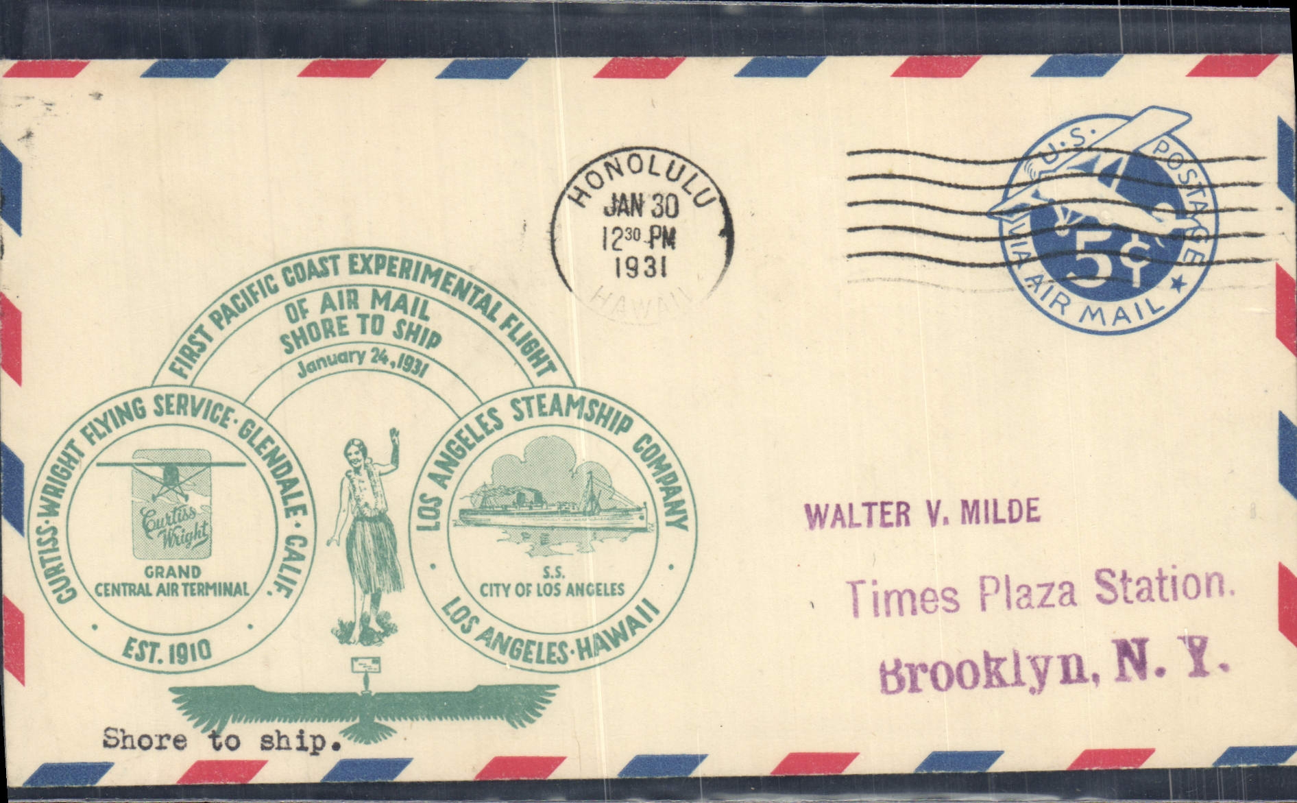 Lettre Etats Unis Los Angeles Hawaii 30 1 1931