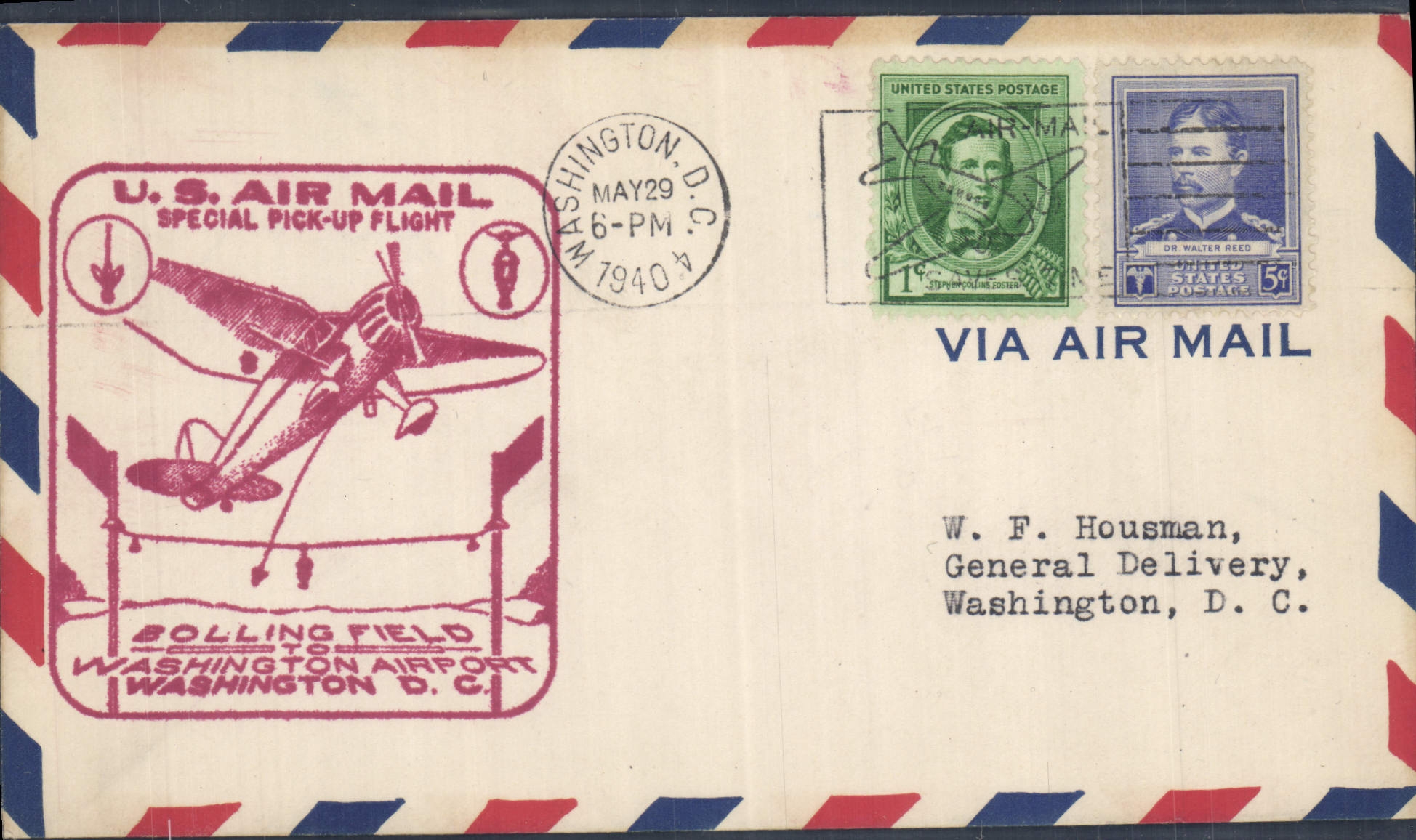 Letter the United States Washington Special Pick up service 29 5 1940