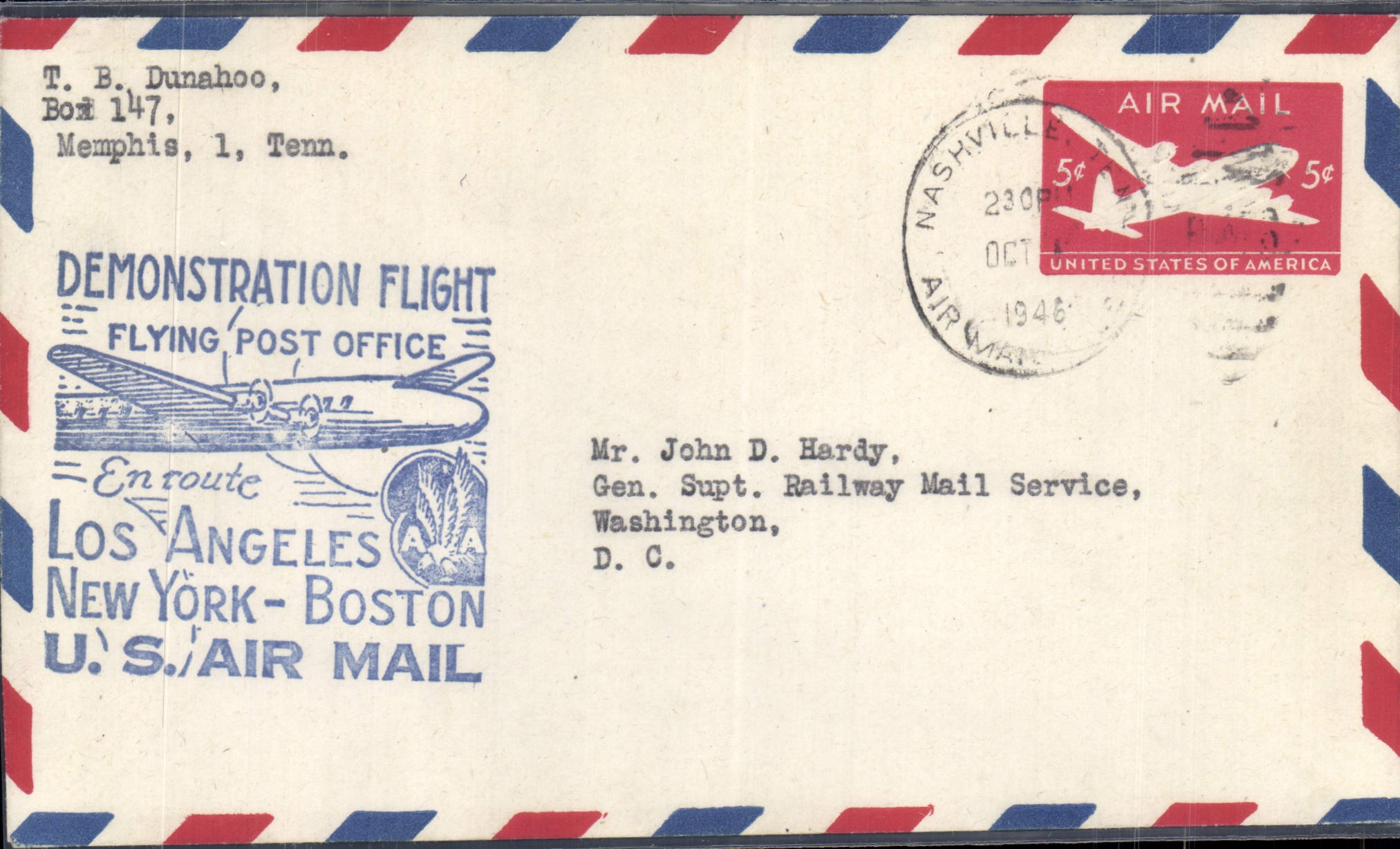 Lettre Etats Unis Los Angeles New York Boston 1 10 1946