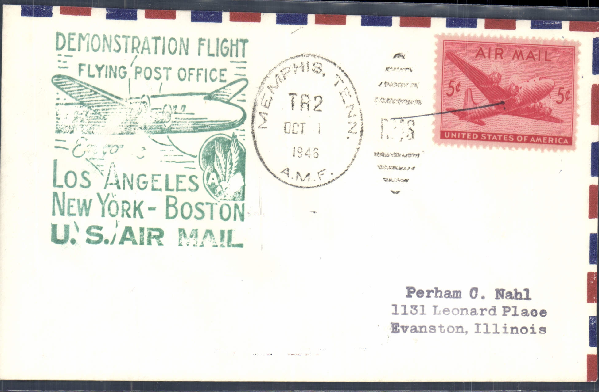 Lettre Etats Unis Los Angeles New York Boston 1 10 1946