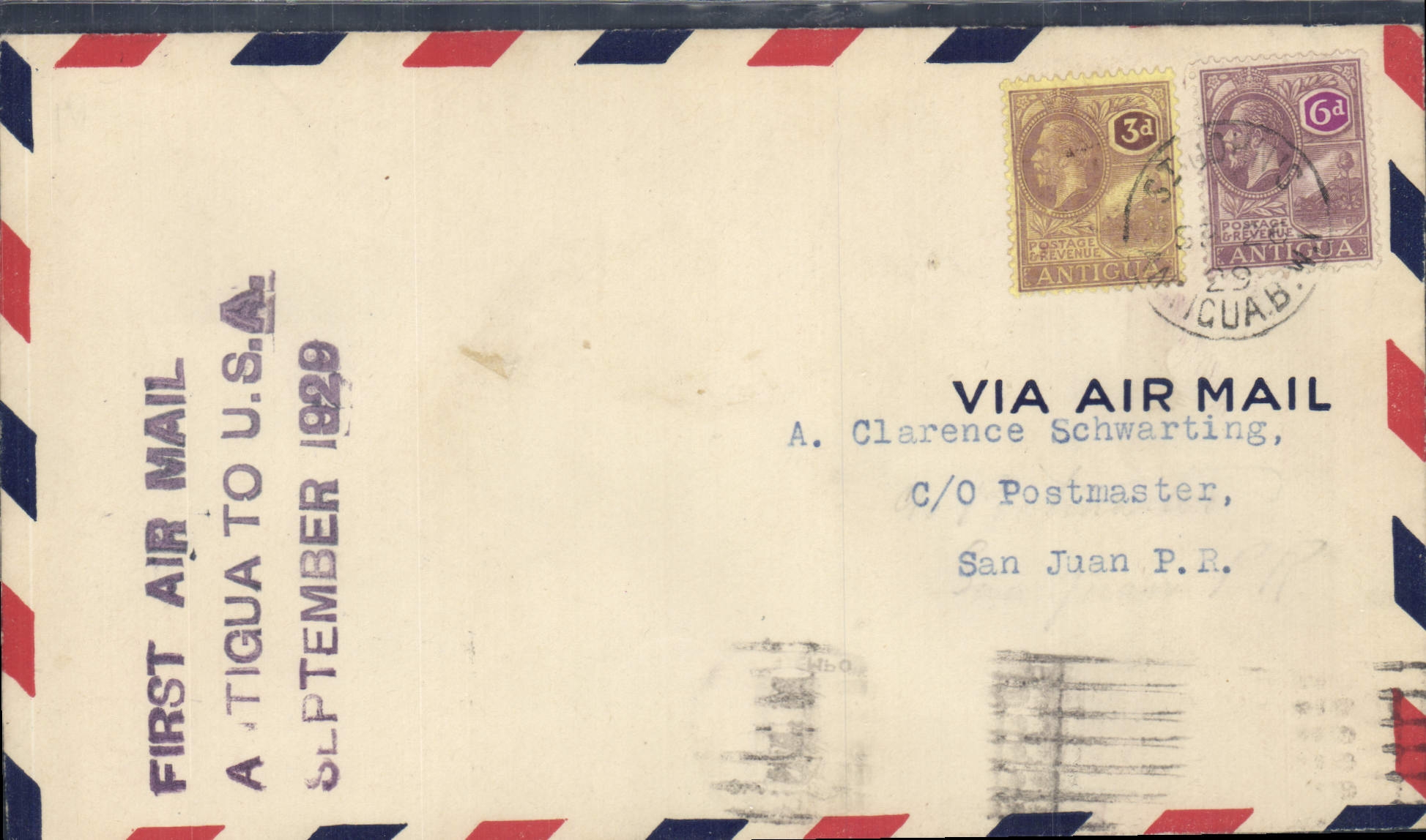 Letter Antigua to the USA 11 1929