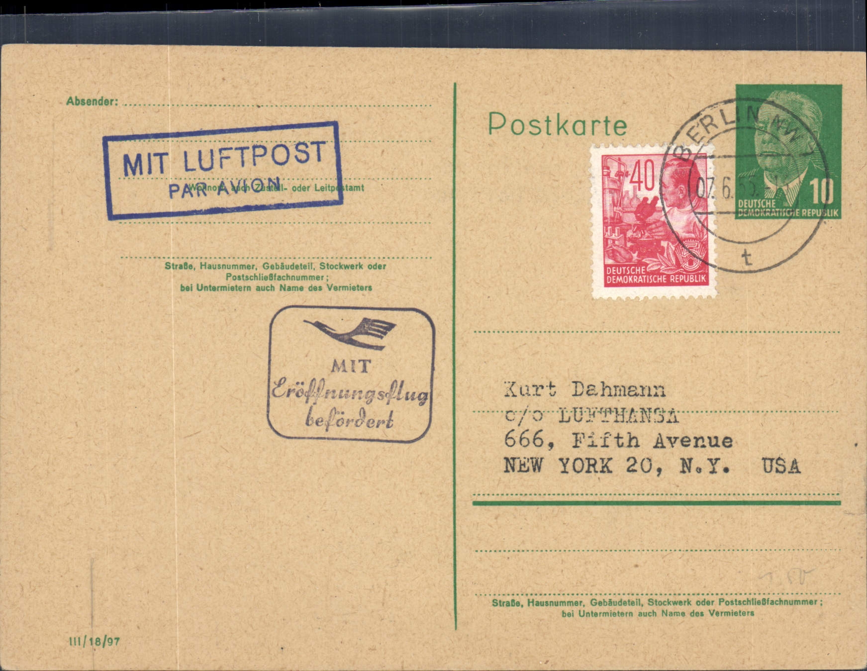 Entirety Germany to New York 7 6 1955