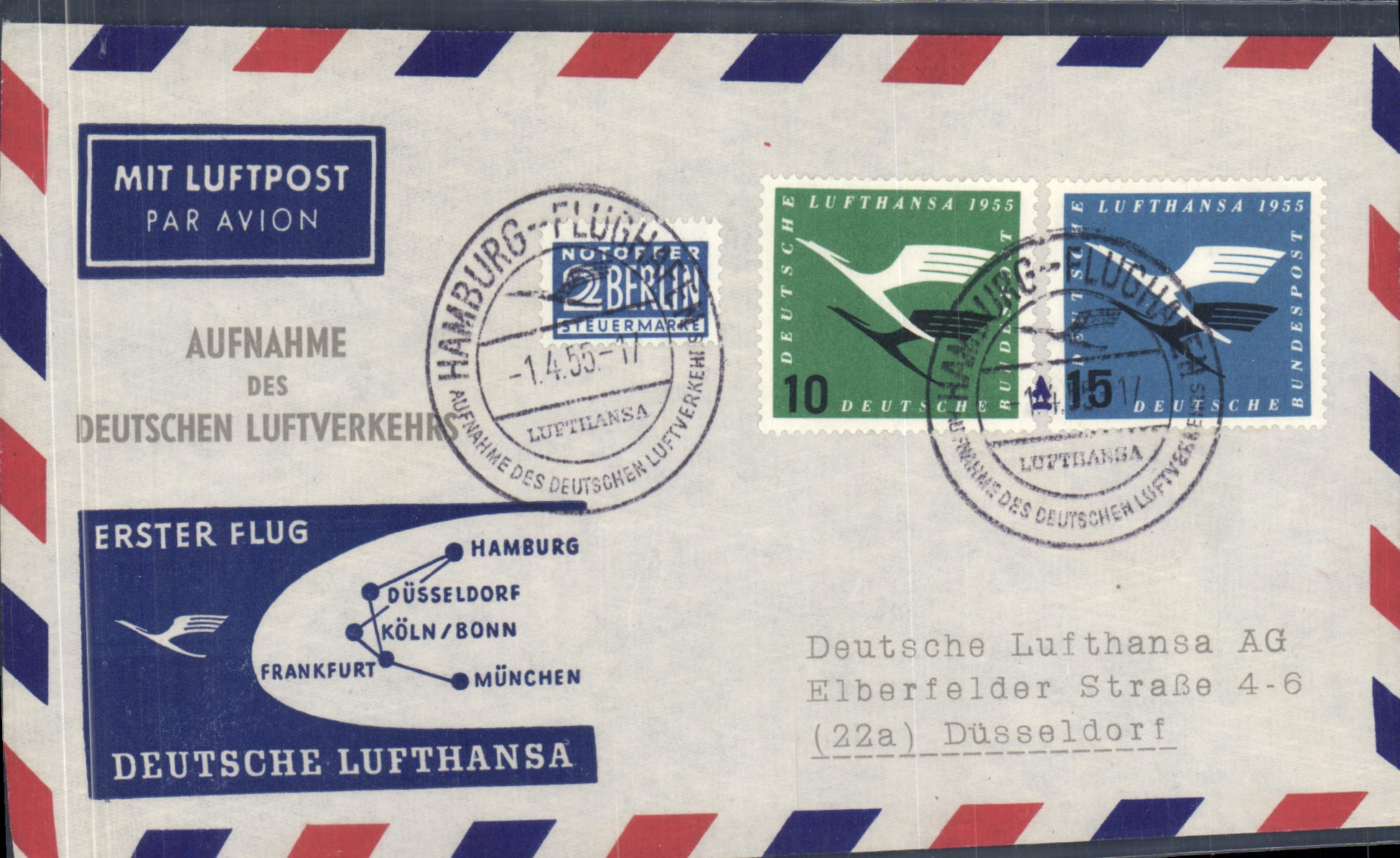 Lettre Allemagne Frankfurt Hamburg Munchen 1 4 55