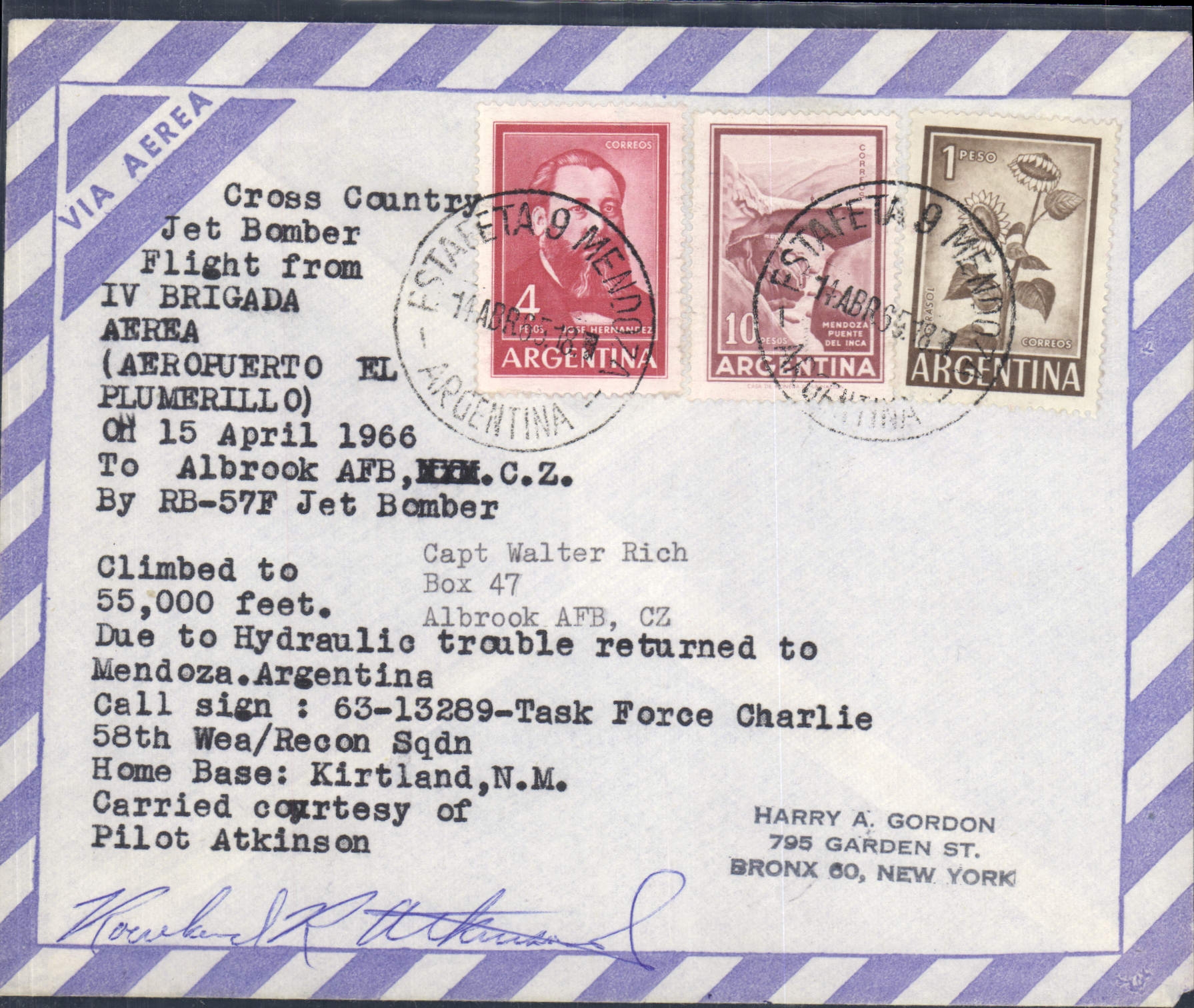 Letter Argentina to New York 11 4 1966