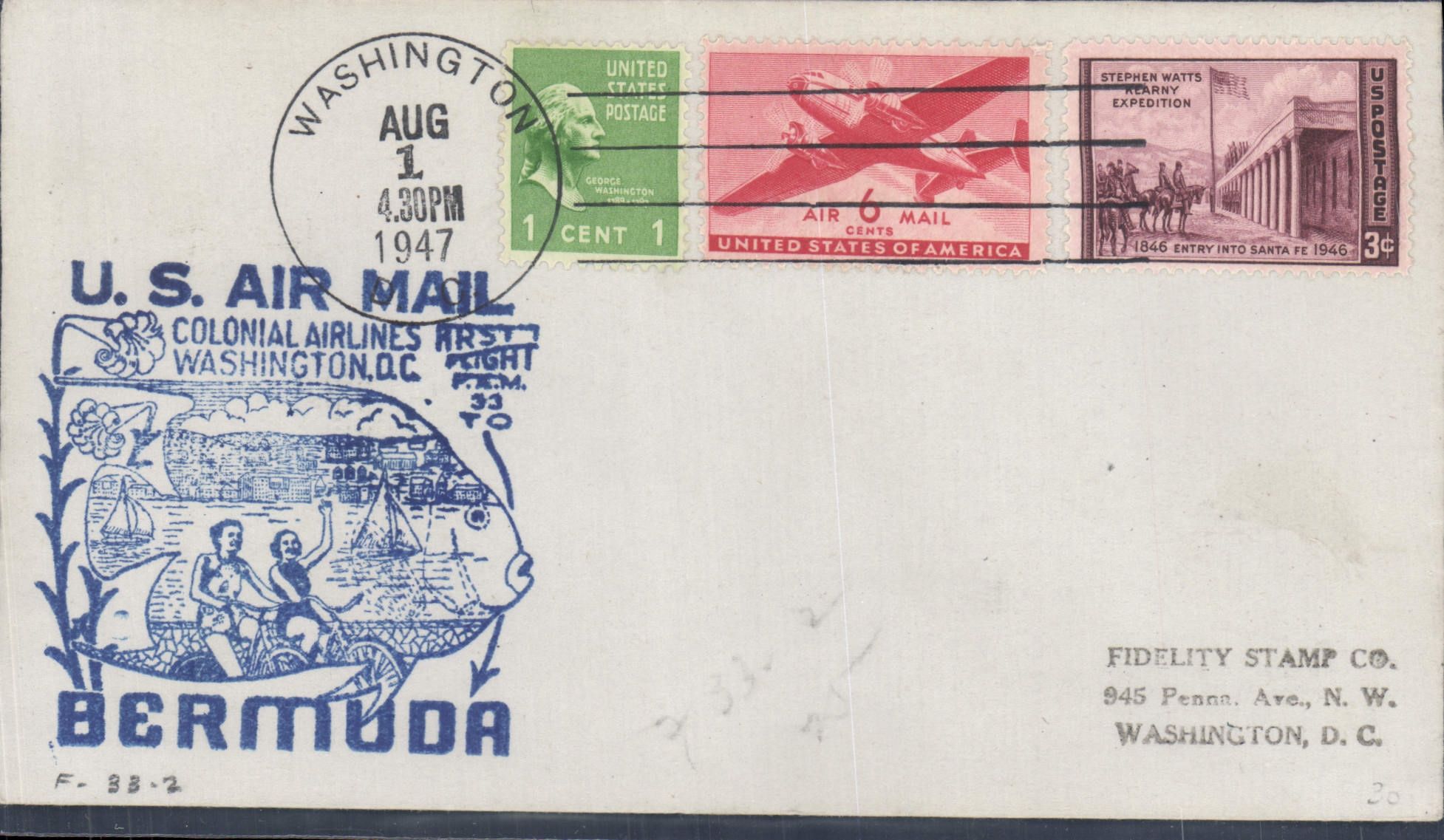 Letter the United States Colonial Airlines Washington Bermuda shorts