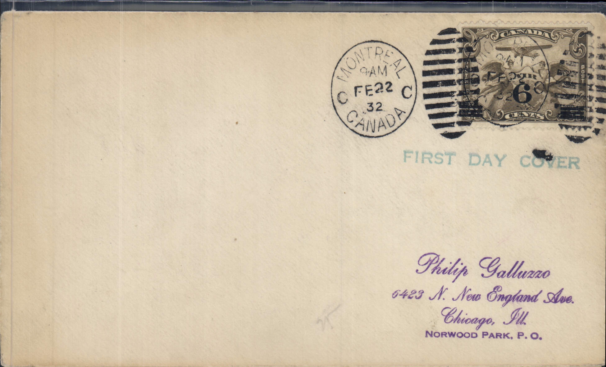 Lettre Canada FDC 22 2 1932