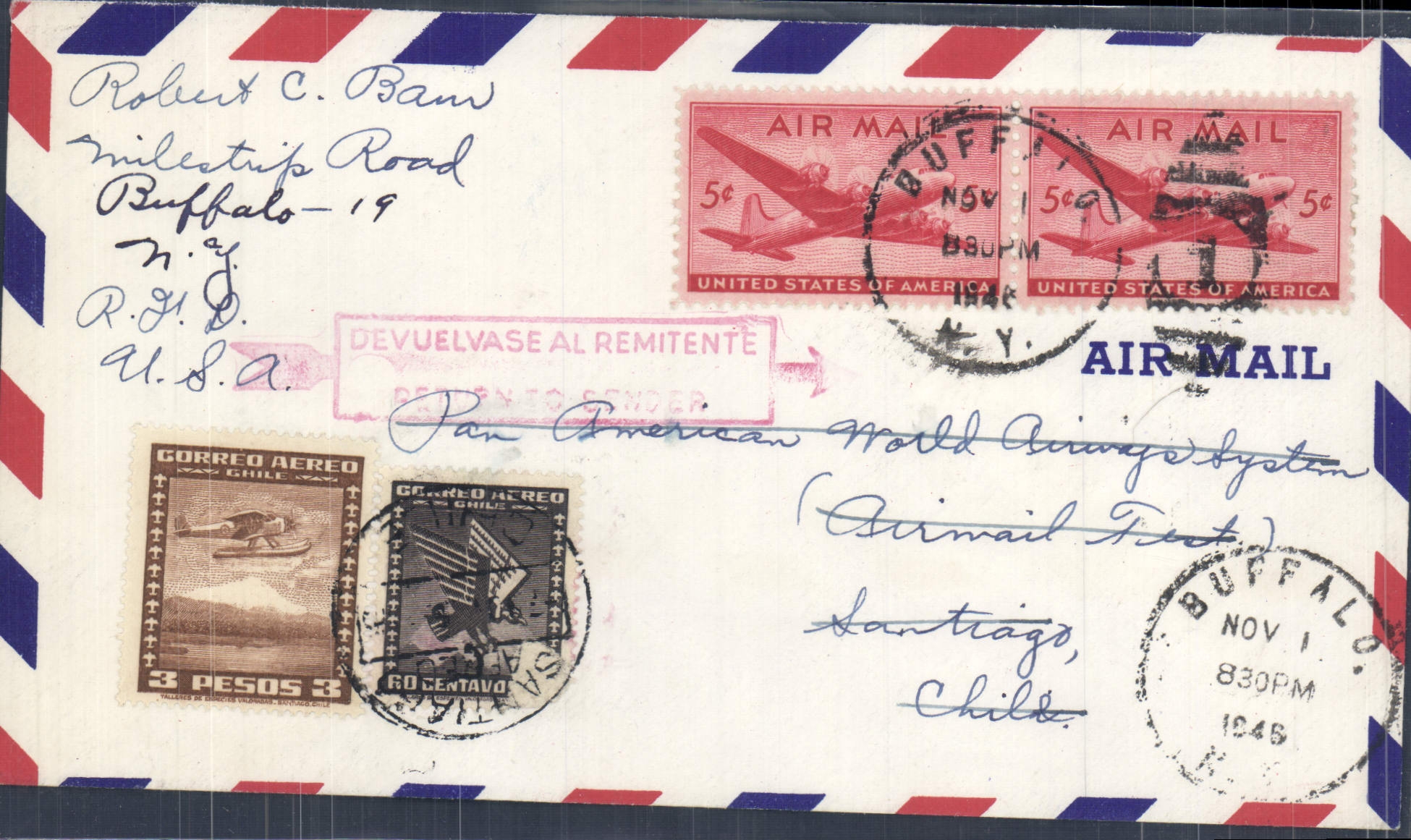 Letter the United States Flight to Santiago Chile