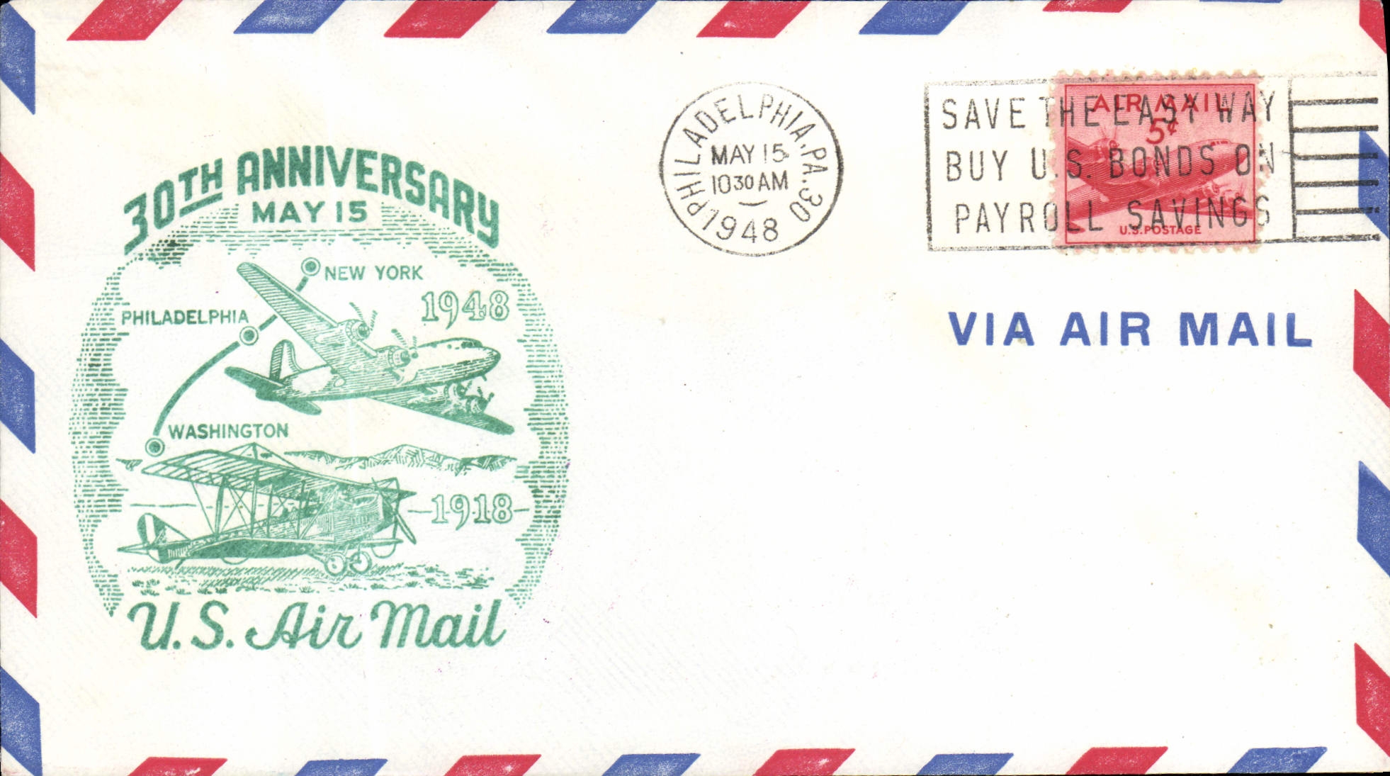 ettre Etats Unis 30th anniversary New York Washington 15 5 1948