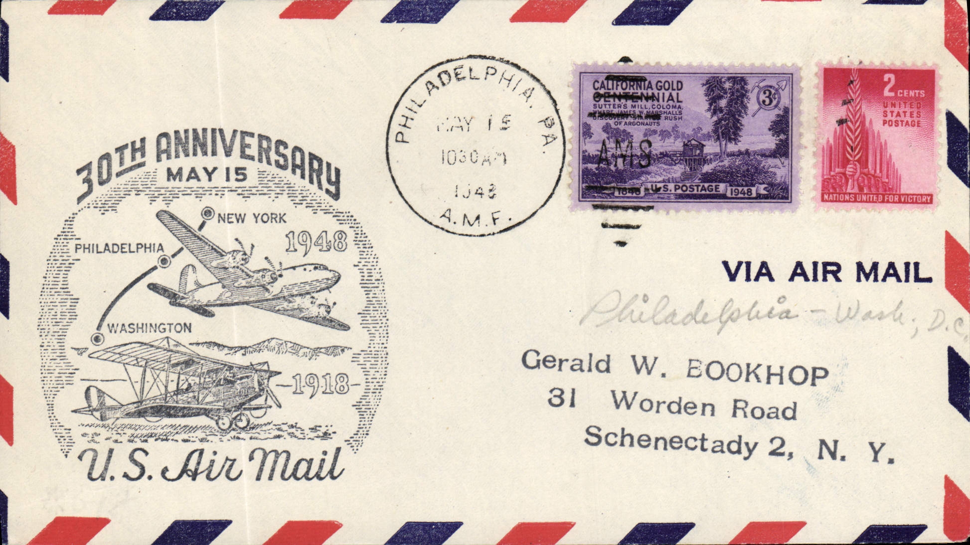 ettre Etats Unis 30th anniversary New York Washington 15 5 1948