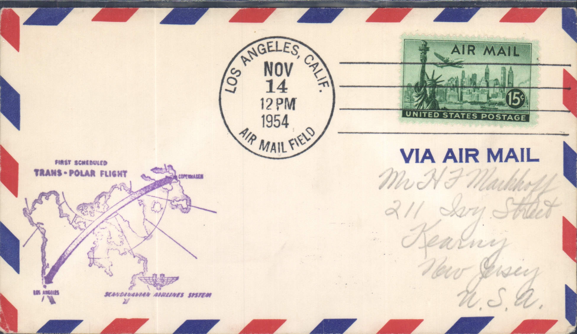 Letter Flight Los Angeles Copenhagen Whodunnit Flight 14 11 1954