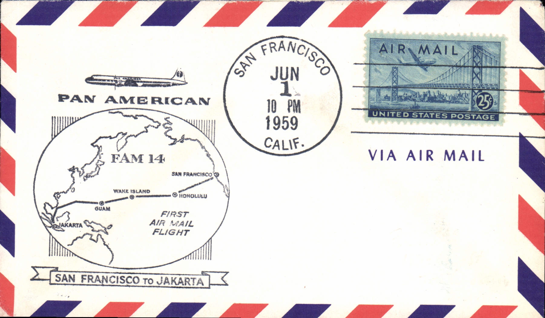 Letter the United States 1st Flight San Francisco Jakarta 1 6 1959