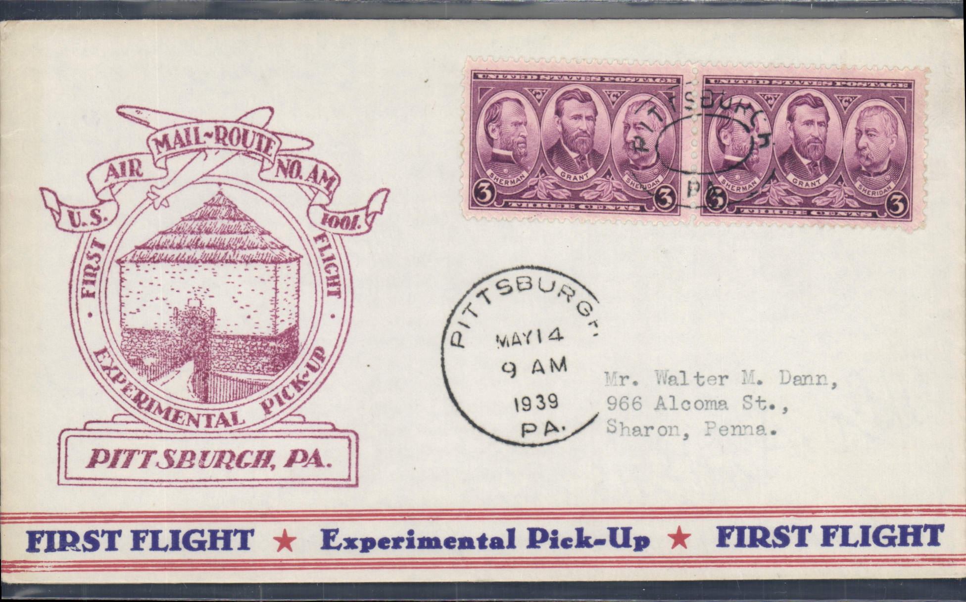 Letter the United States 1st flight Pittsburgh Pa 14 5 1939