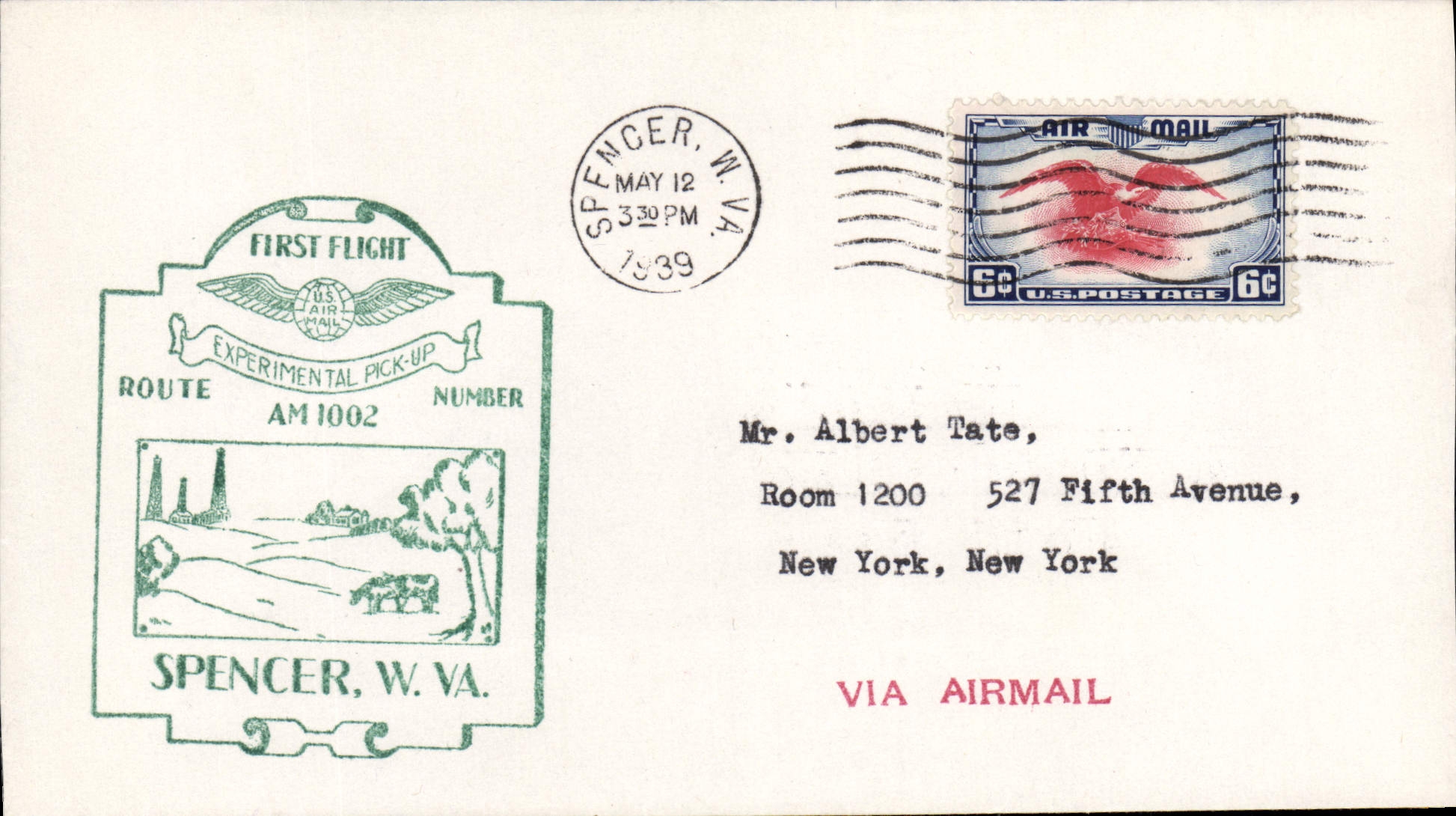 Letter the United States 1st Spencer flight 12 5 1939