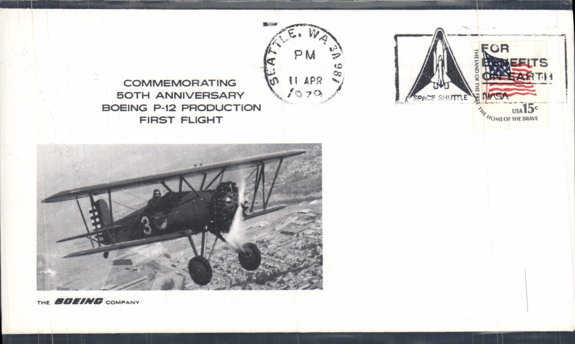 Lettre Etats Unis Boeing P12 First Flight Boeing 11 4 1979