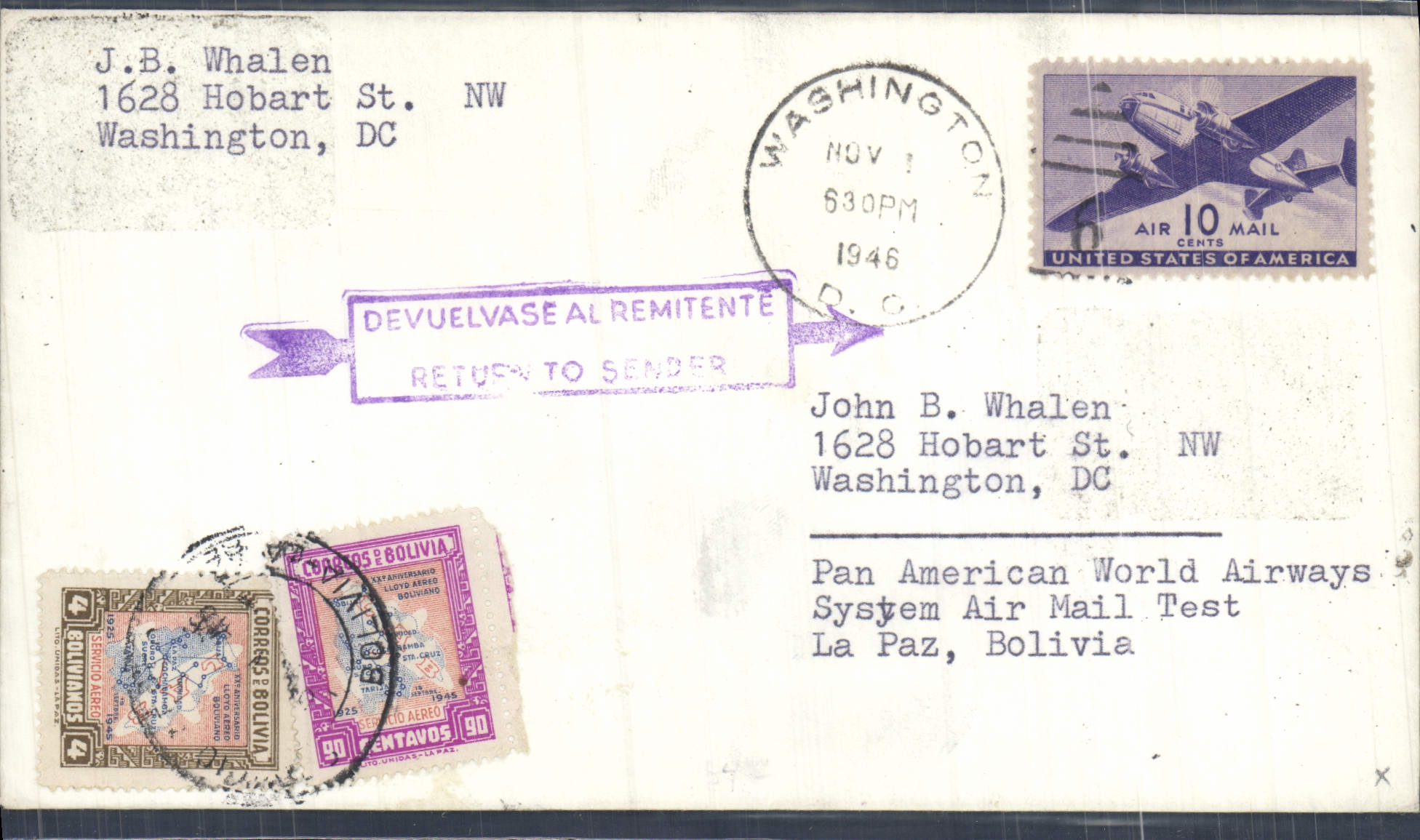 Letter the United States Washington to Bolivia 1 11 1946