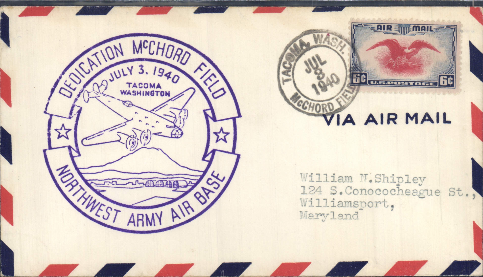 Letter the United States Mc Chord Field Northwest Army Air Force 3 7 1940