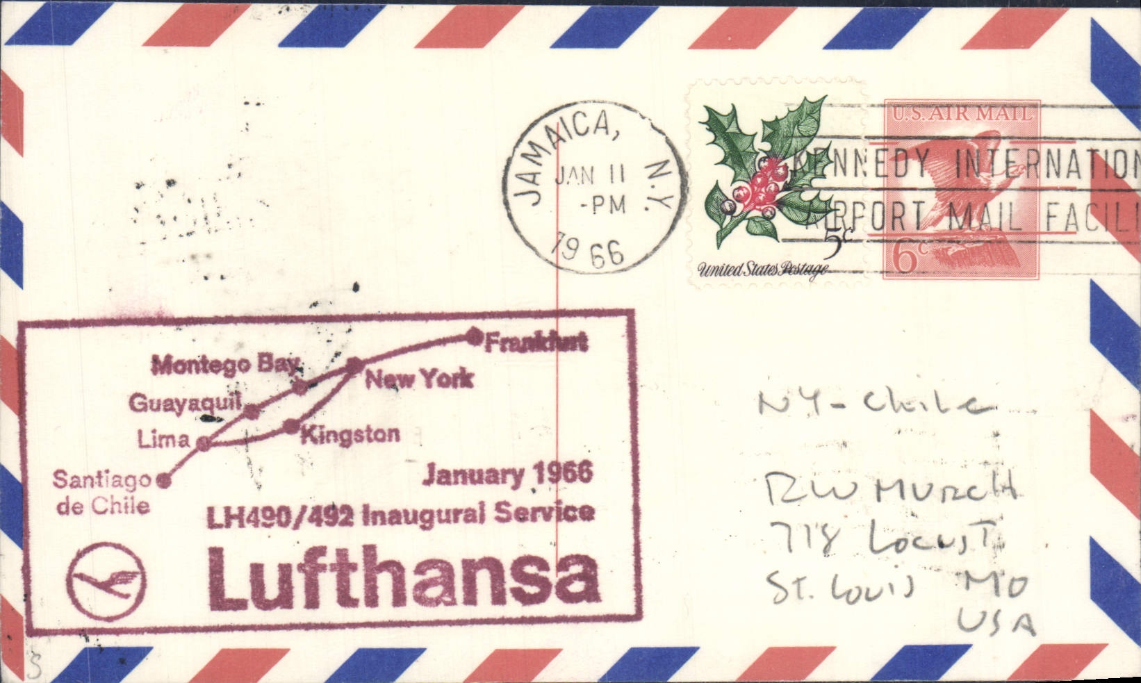 Letter the United States Jamaica Lufthansa 1 1966