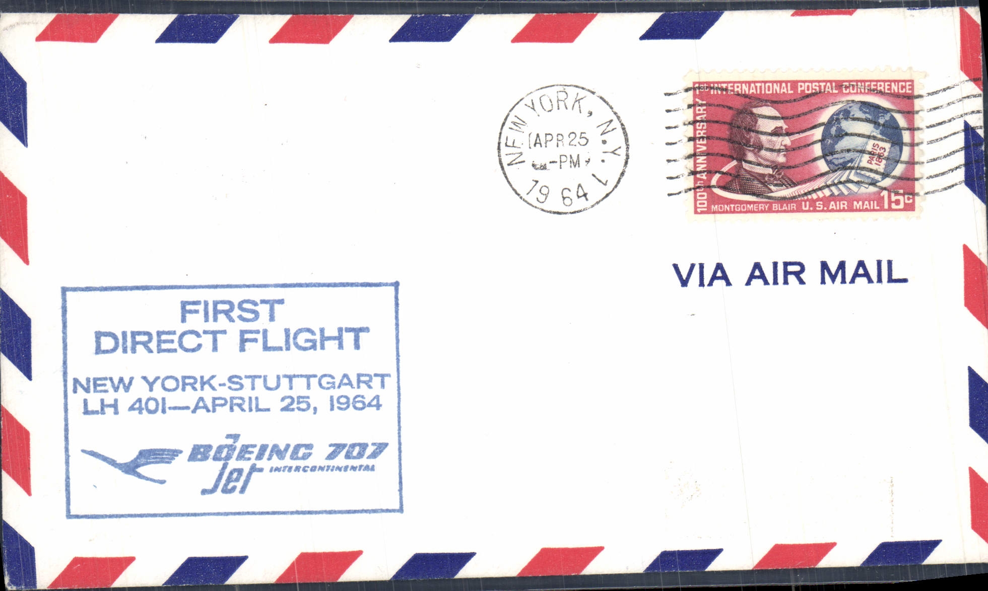 Letter the United States New York Stuttgart LH 401 25 4 1964 Boeing 707