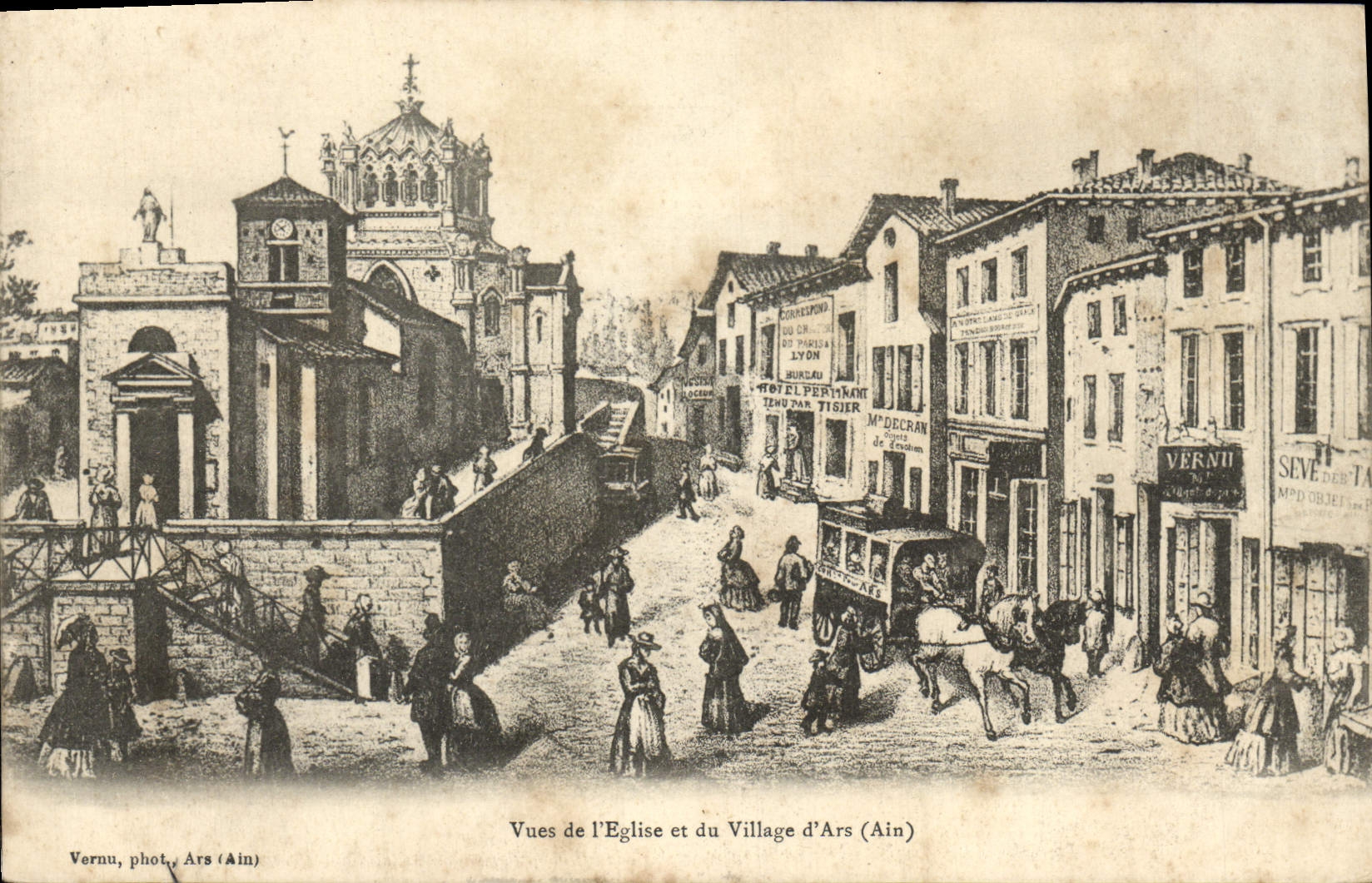 CPA Vues de l'eglise et du village d'Ars