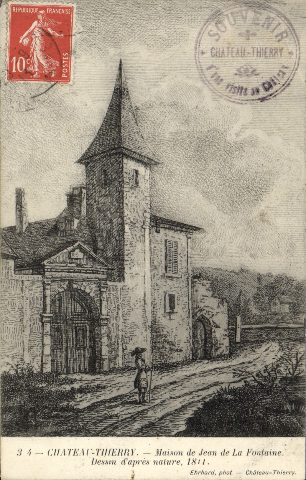 VINTAGE POSTCARD Castle Thierry House of Jean of the Fountain