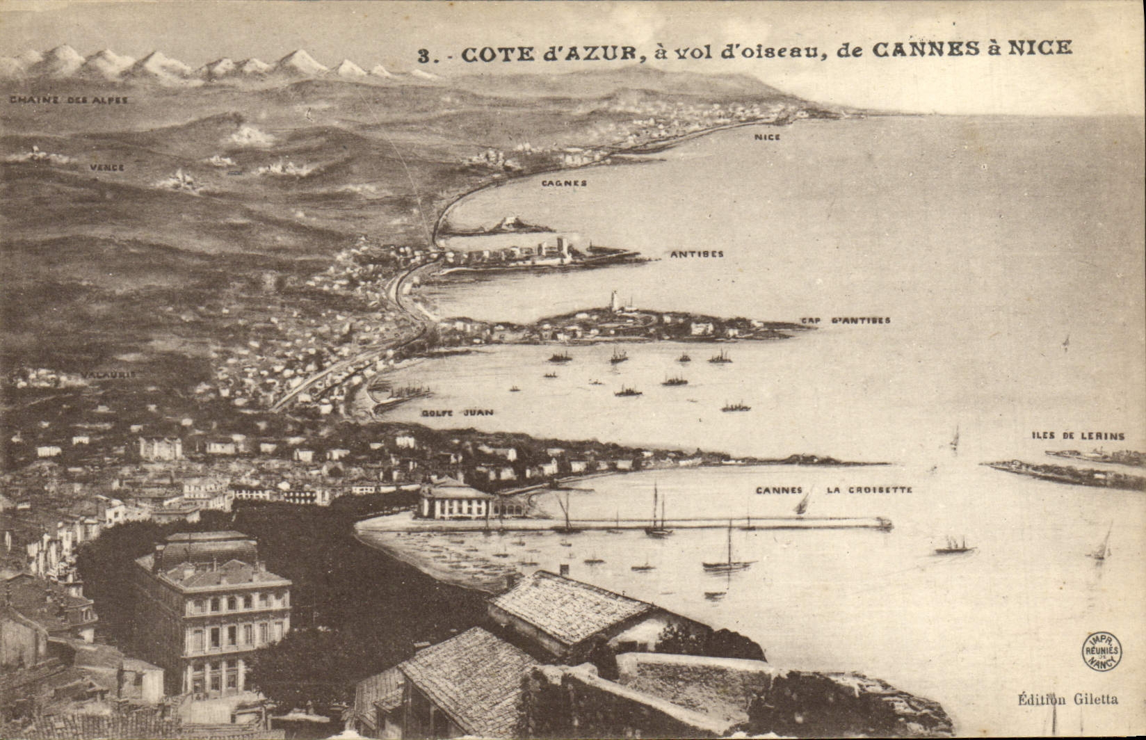 CPA Cote d'Azur A Vol D'oiseau De Cannes a Nice
