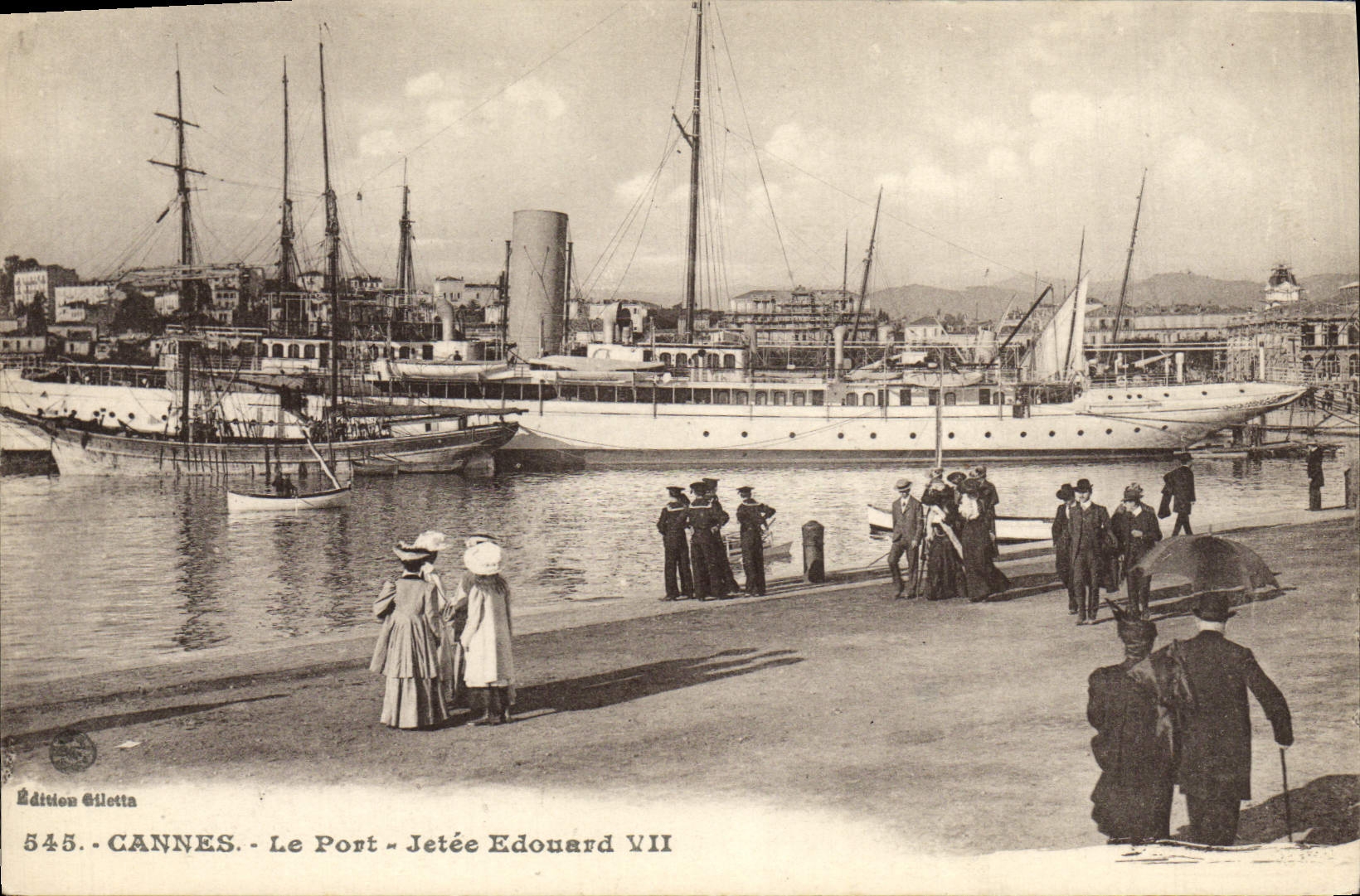 VINTAGE POSTCARD Cannes the Port Thrown Edouard VII Boat