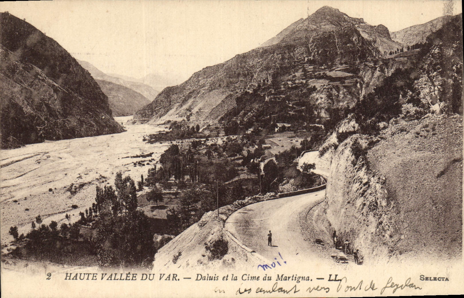 VINTAGE POSTCARD High Valley Of the VAr Daluis And the Summit Of Martigna