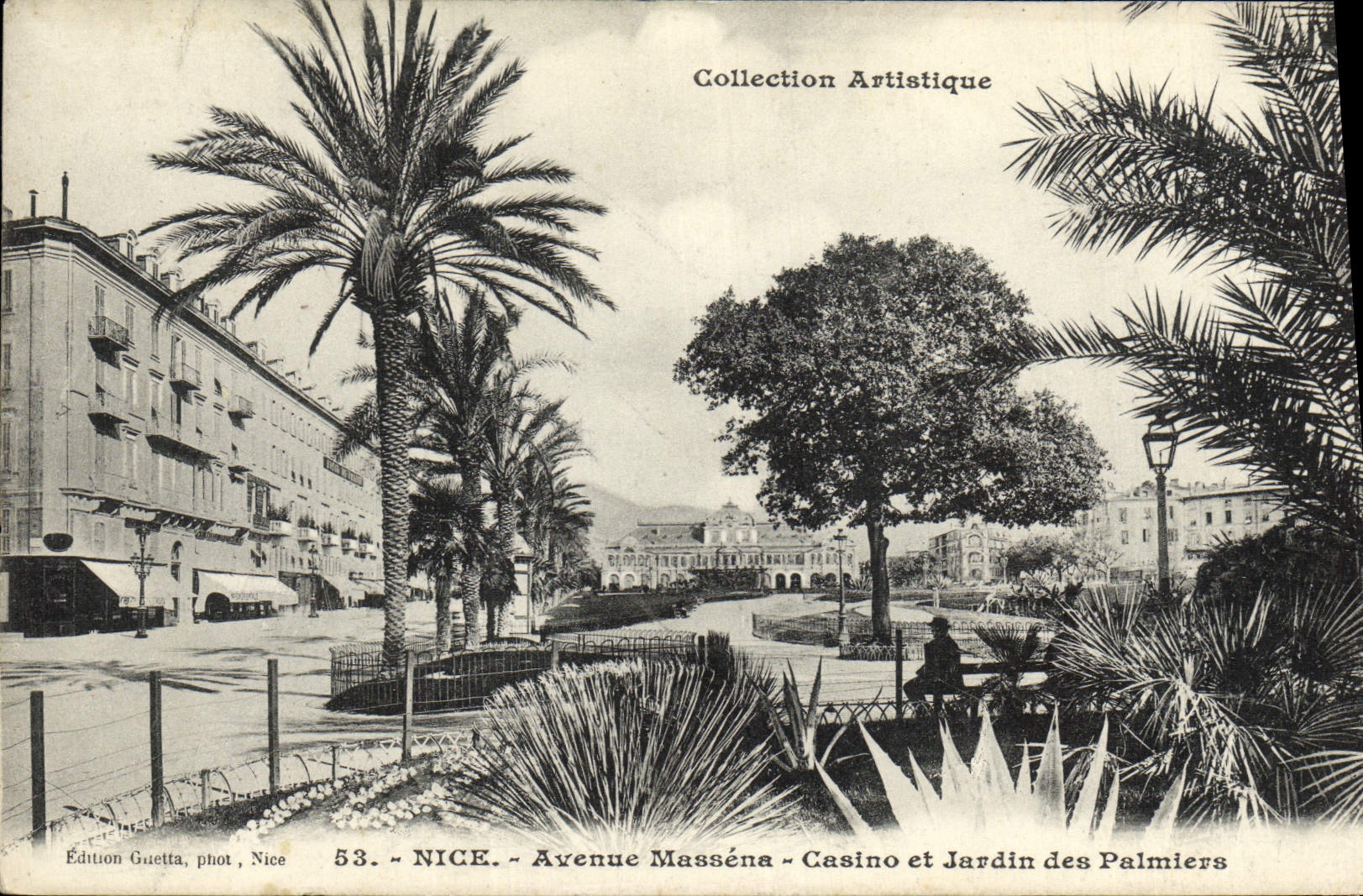 CPA Collection Artistique Nice Avenue Massena Casino Et Jardin Des Palmiers