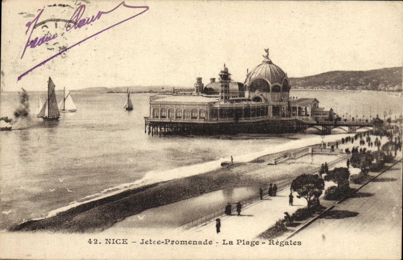 CPA Nice Jetee Promenade La Plage Regates