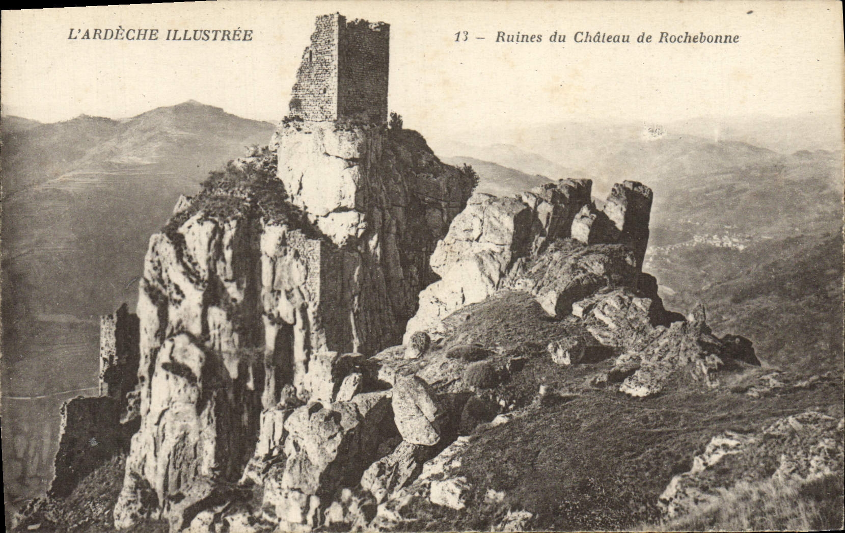 VINTAGE POSTCARD Ardeche Illusteee Ruins Of the Castle De Rochebonne