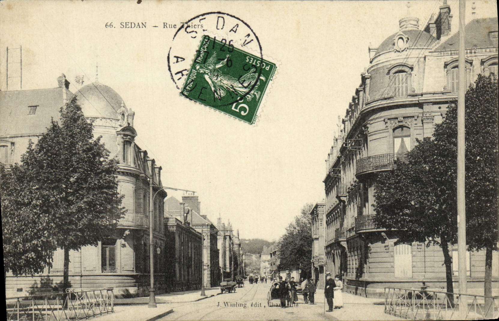 VINTAGE POSTCARD Sedan Street Thiers