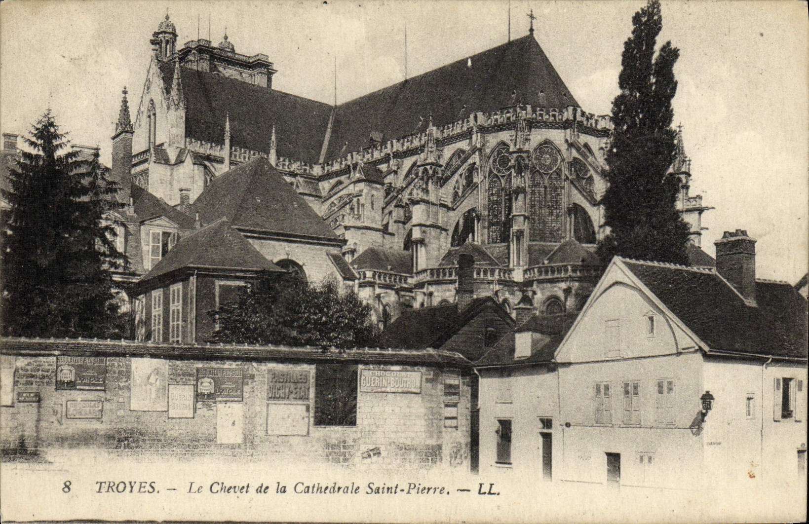VINTAGE POSTCARD Troyes the Bedside Of the Cathedral Saint Pierre