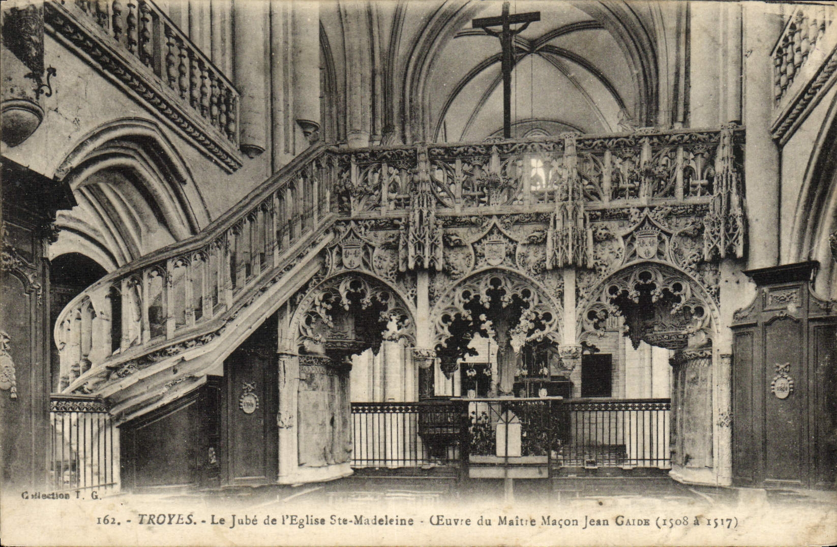 VINTAGE POSTCARD Troyes Jube Of the Church co. Madeleine