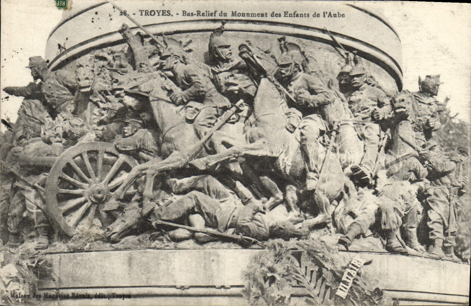 VINTAGE POSTCARD Low Troyes Relief Of the Monument Of the Children Of the Paddle