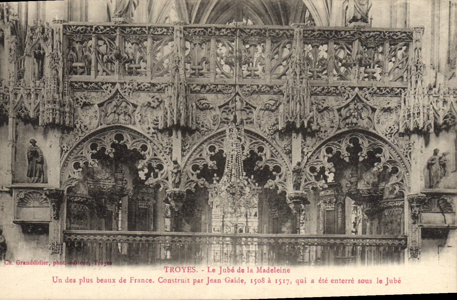 VINTAGE POSTCARD Troyes Jube Of the Madeleine One Of Most beautiful Of France