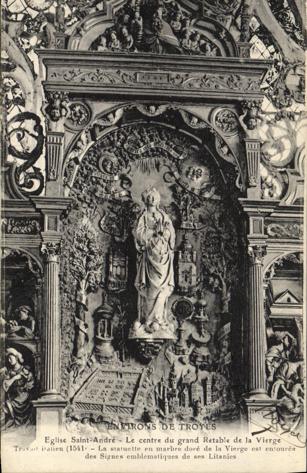 VINTAGE POSTCARD Surroundings De Troyes Church Saint Andre the Center Of the Large Retable Of the Virgin