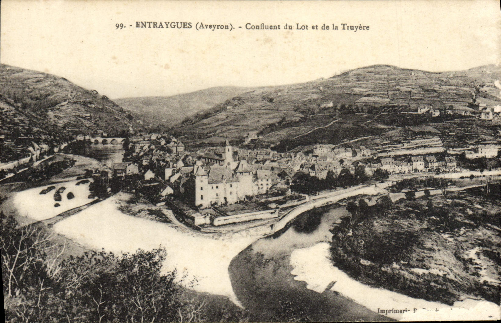VINTAGE POSTCARD Confluent Entraygues Of the Batch And Truyere
