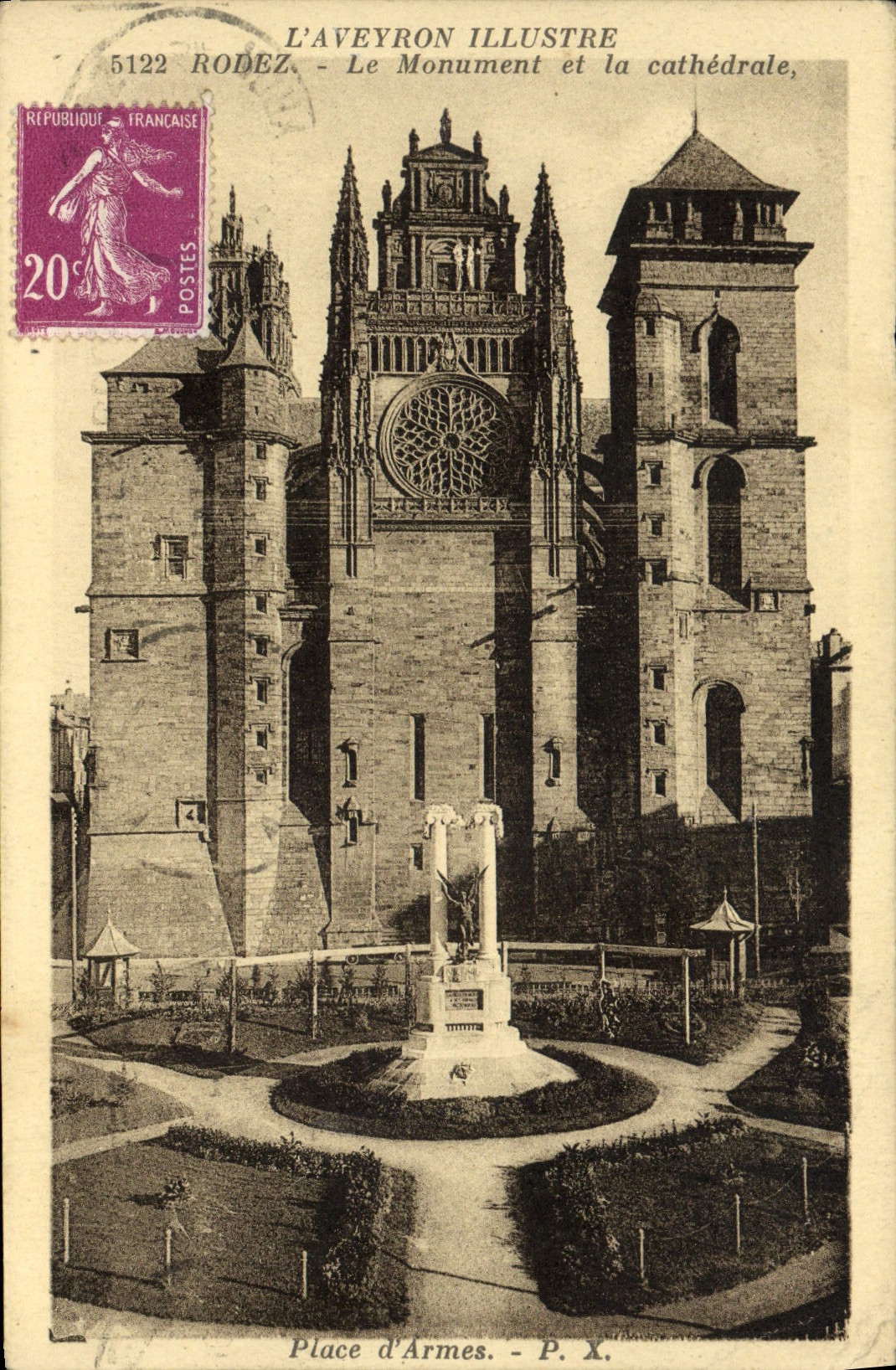 VINTAGE POSTCARD Aveyron Illustrates Rodez the Monument And the Cathedral