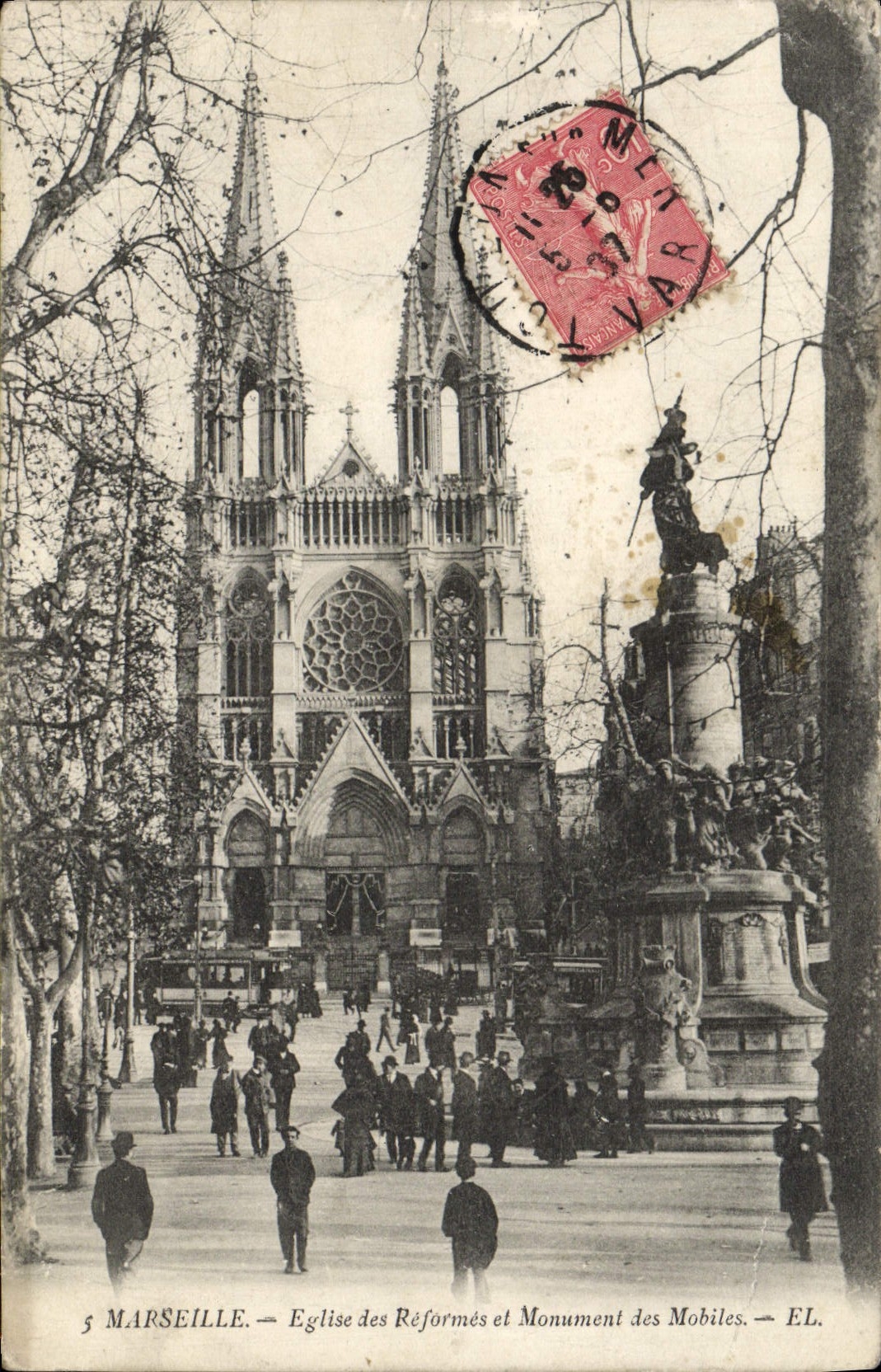 CPA Marseille Eglise Des Reformes Et Monument Des Mobiles