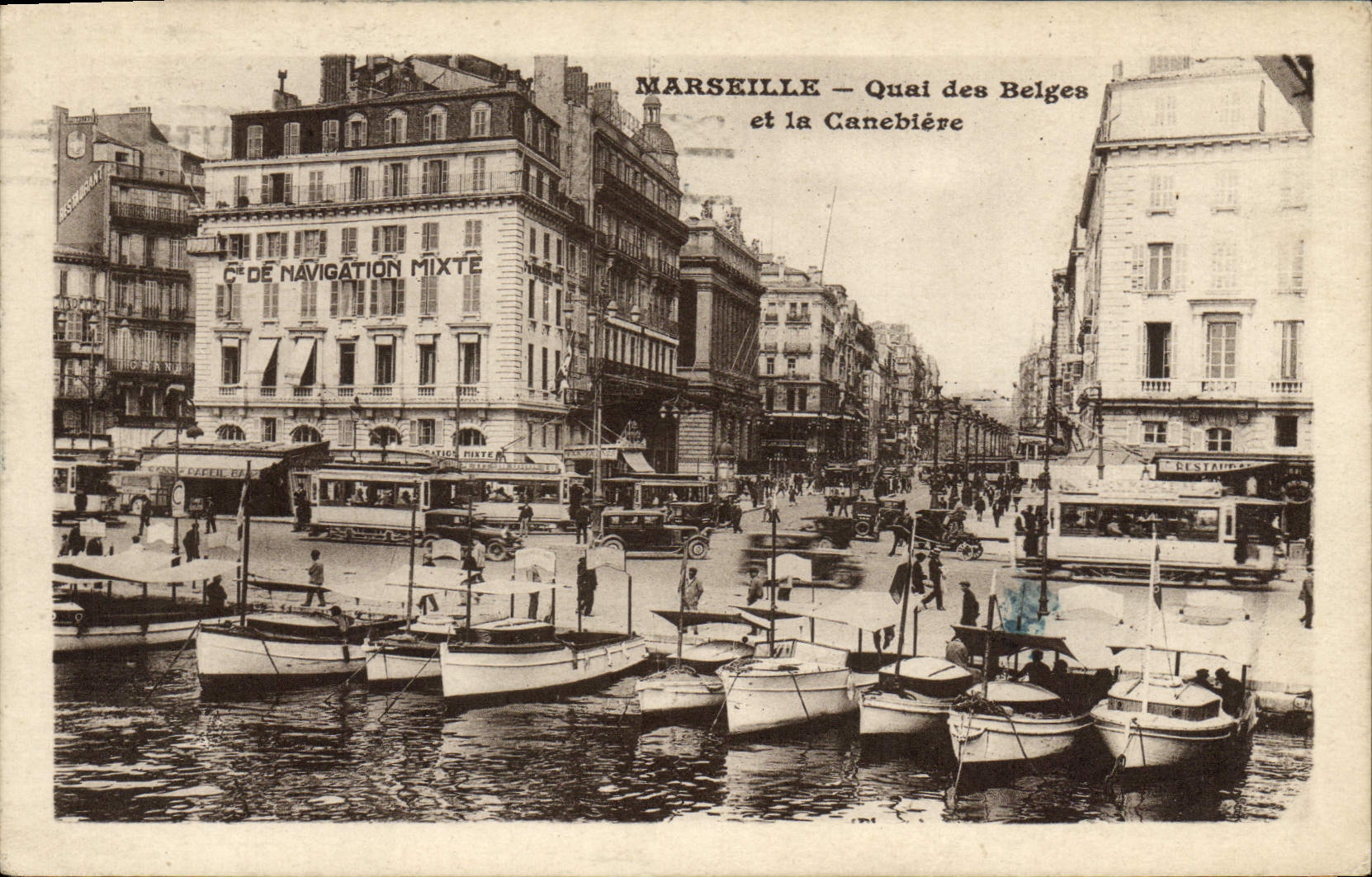 CPA Marseille Quai Des Belges Et la Canebiere Bateaux