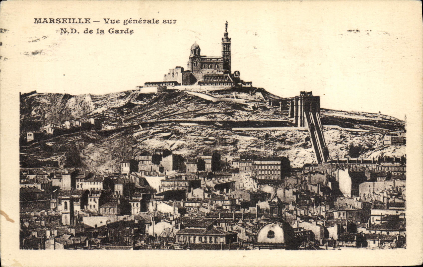 CPA Marseille Vue Generale Sur N D De La Garde