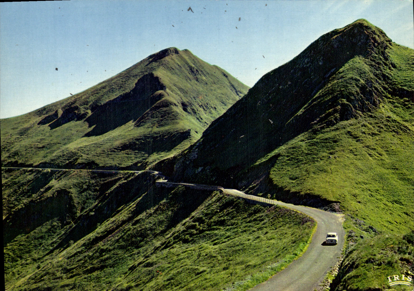 MODERN CARD Picturesque Cantal road De Mandailles with the Step De Peyrol on the right the Black Rock Or Small Puy Mary