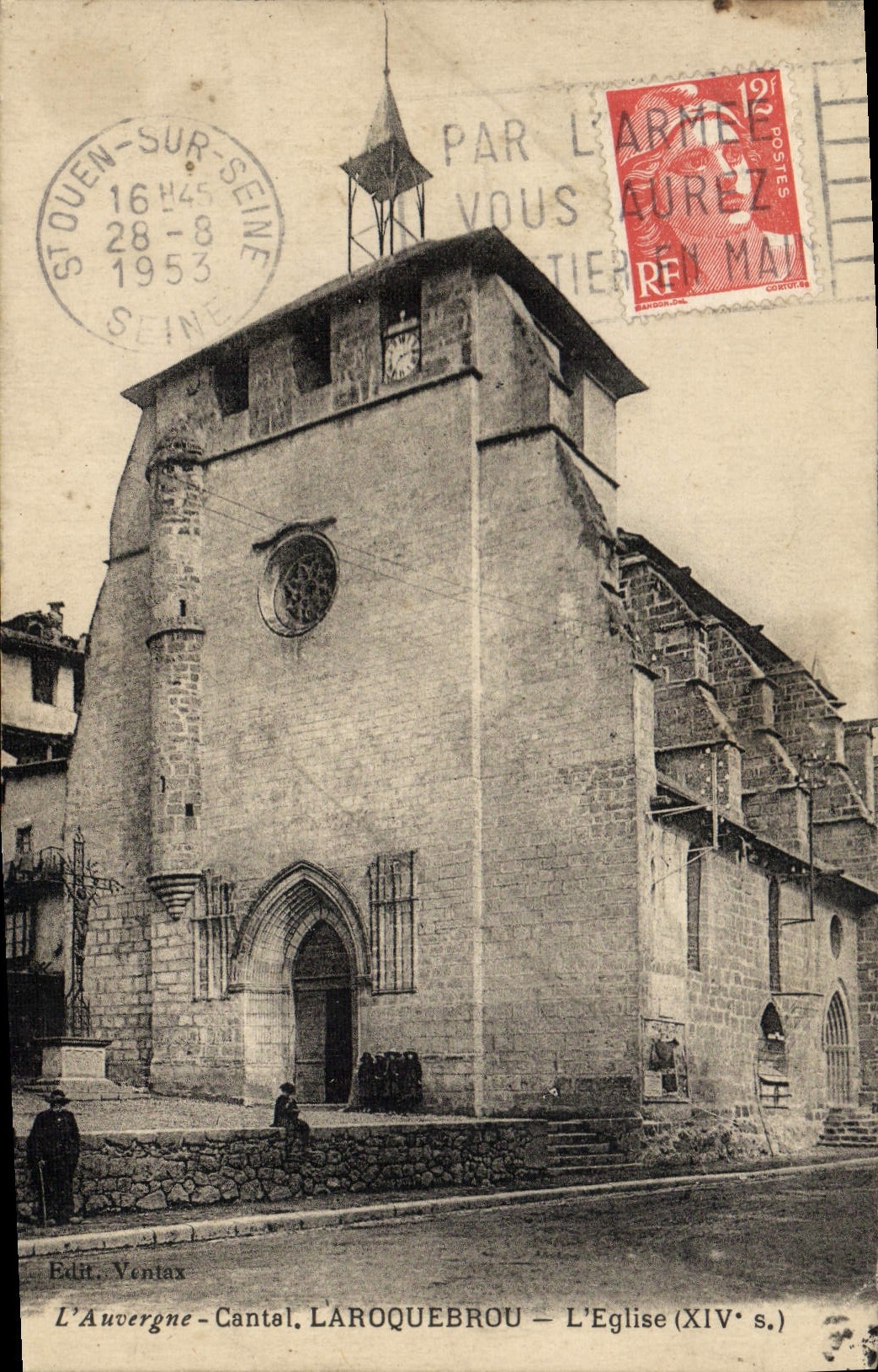 VINTAGE POSTCARD Auvergne Laroquebrou Cantal the Church