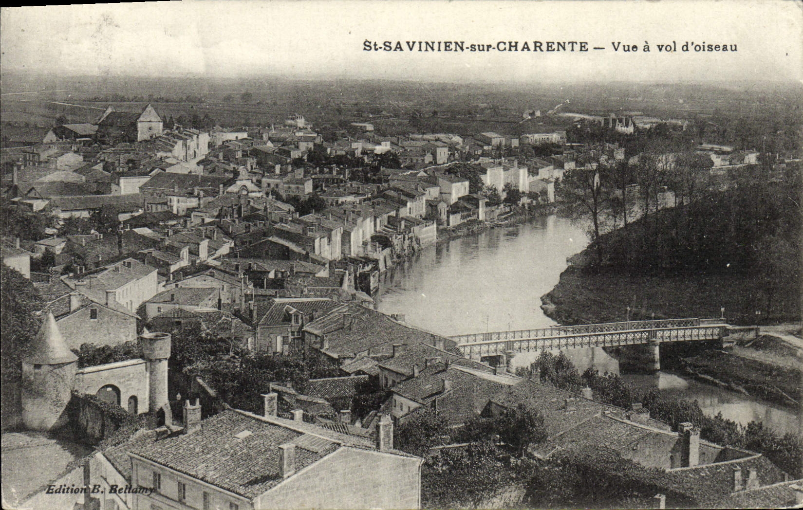 VINTAGE POSTCARD St Savinien On Charente Seen As the crow flies